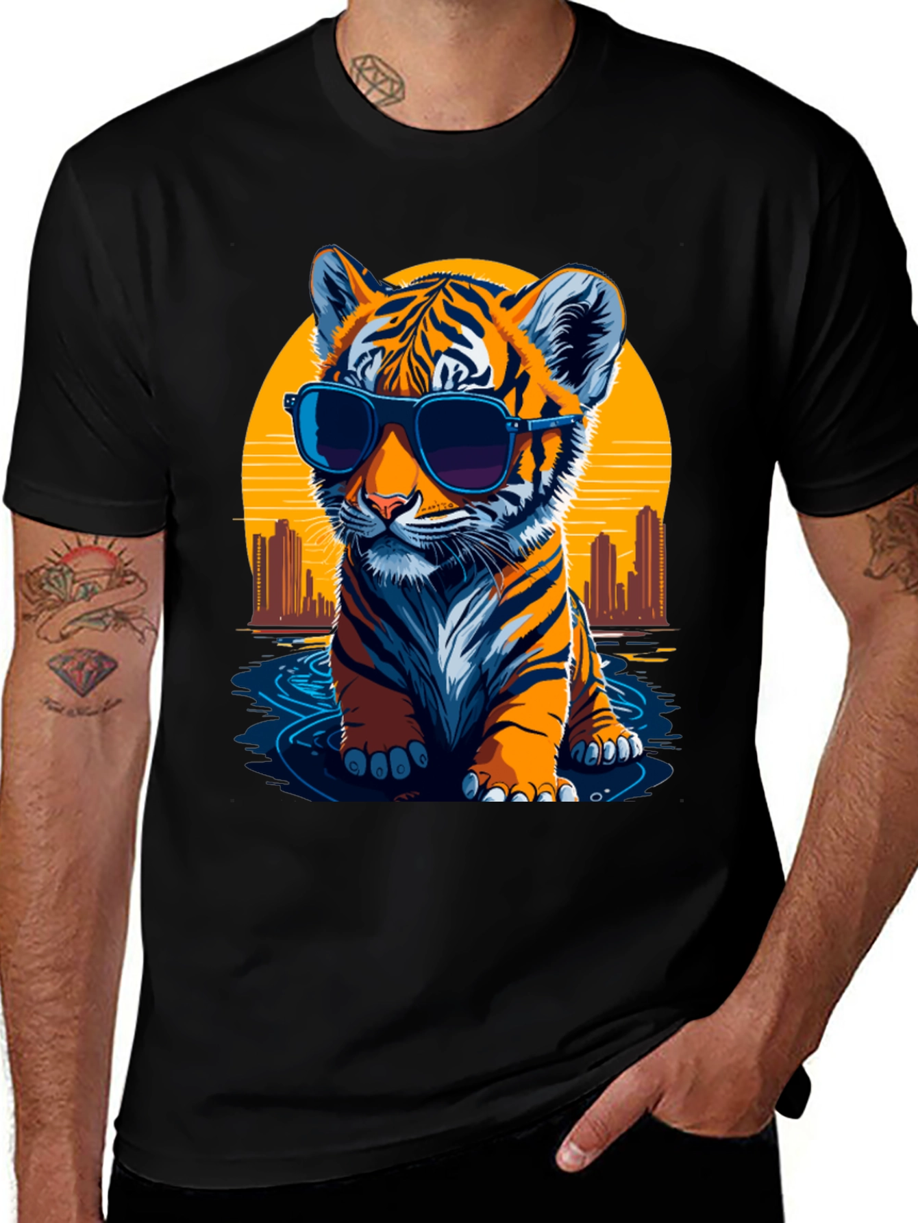 Variant 23 of Cool Tiger Cub Graphic Tee - Black T-Shirt