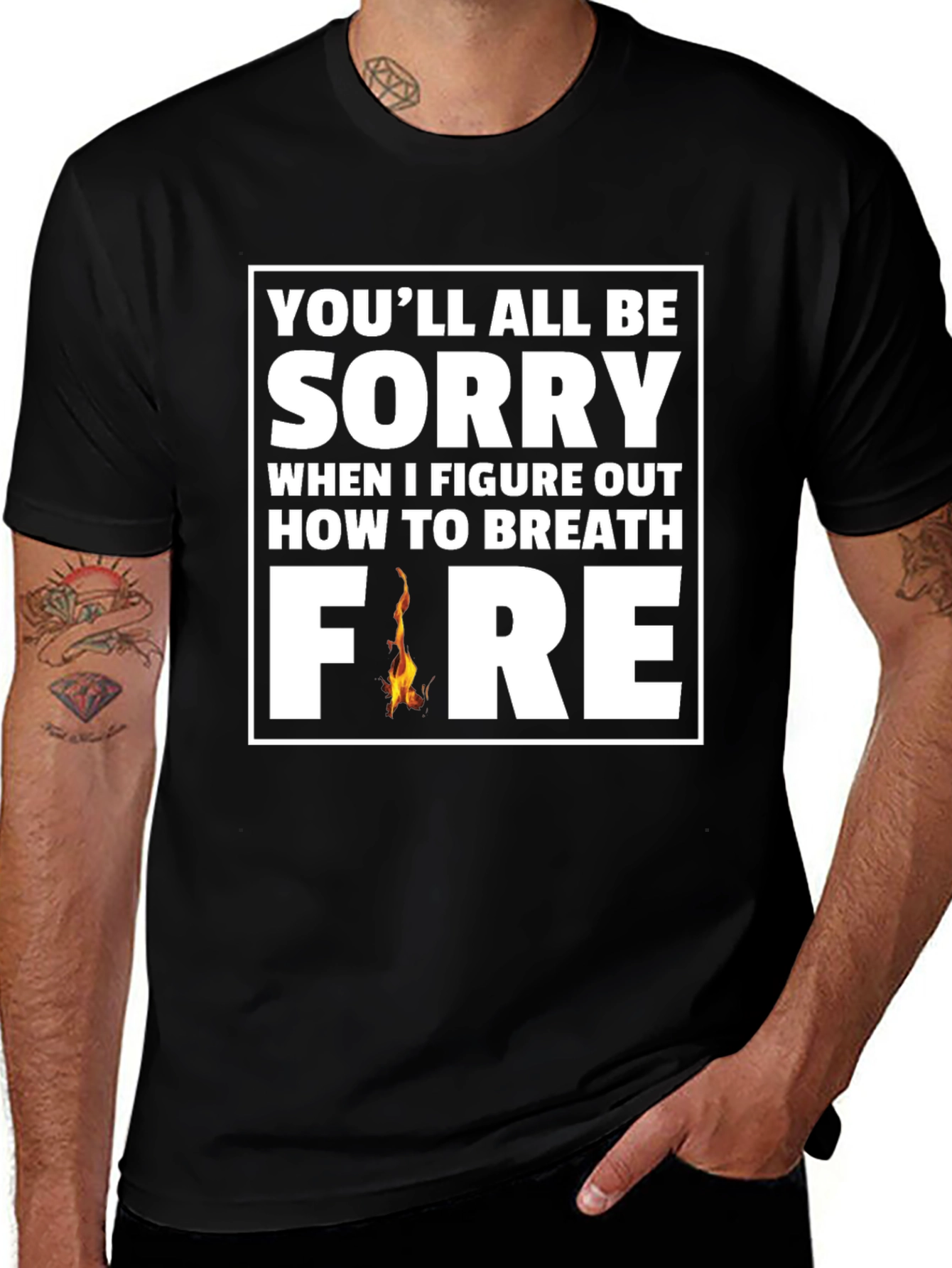 Variant 22 of Breathe Fire Graphic Tee - Funny Statement Shirt