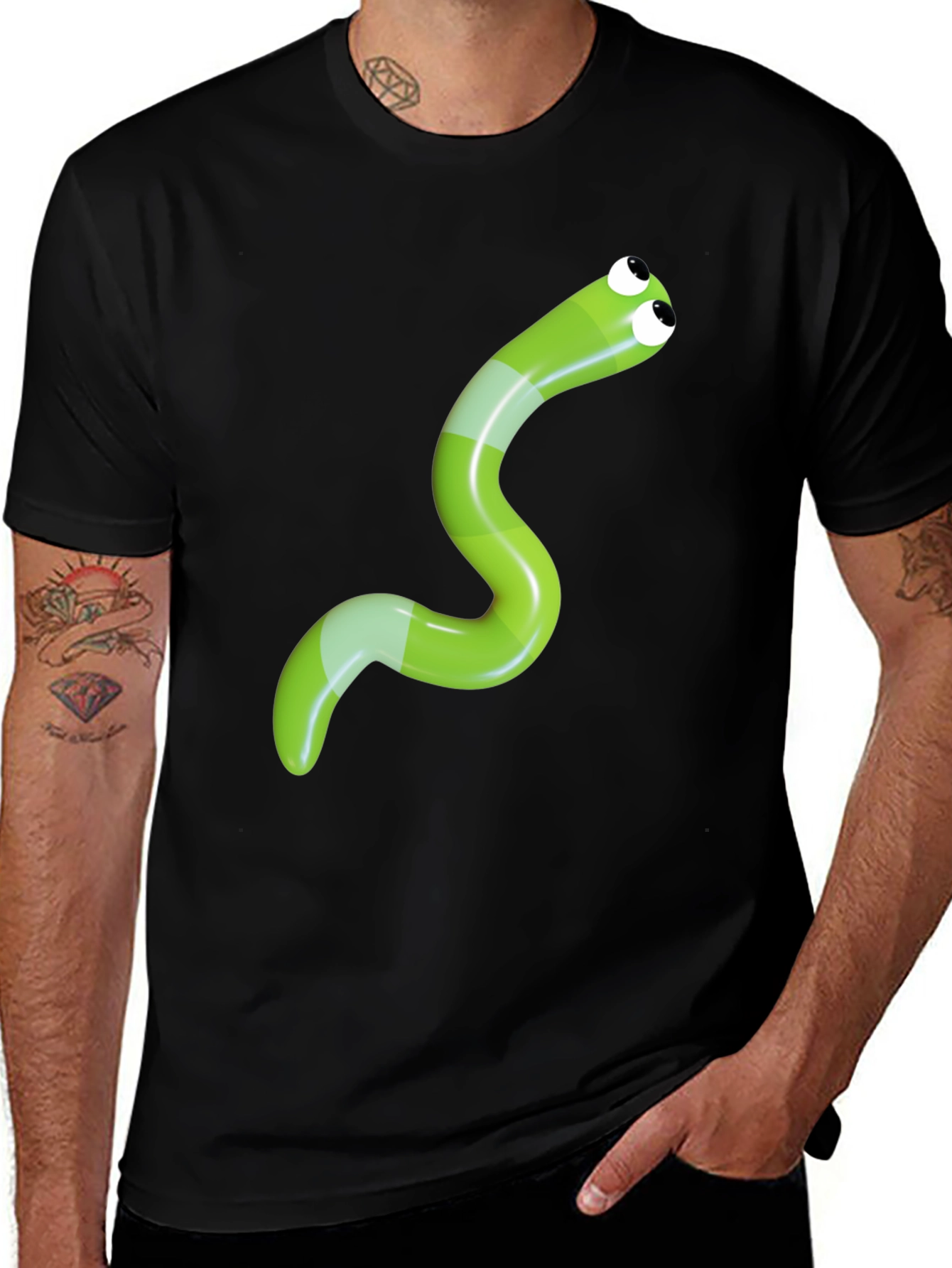 Variant 7 of Cartoon Worm Graphic Tee - Fun Casual Style