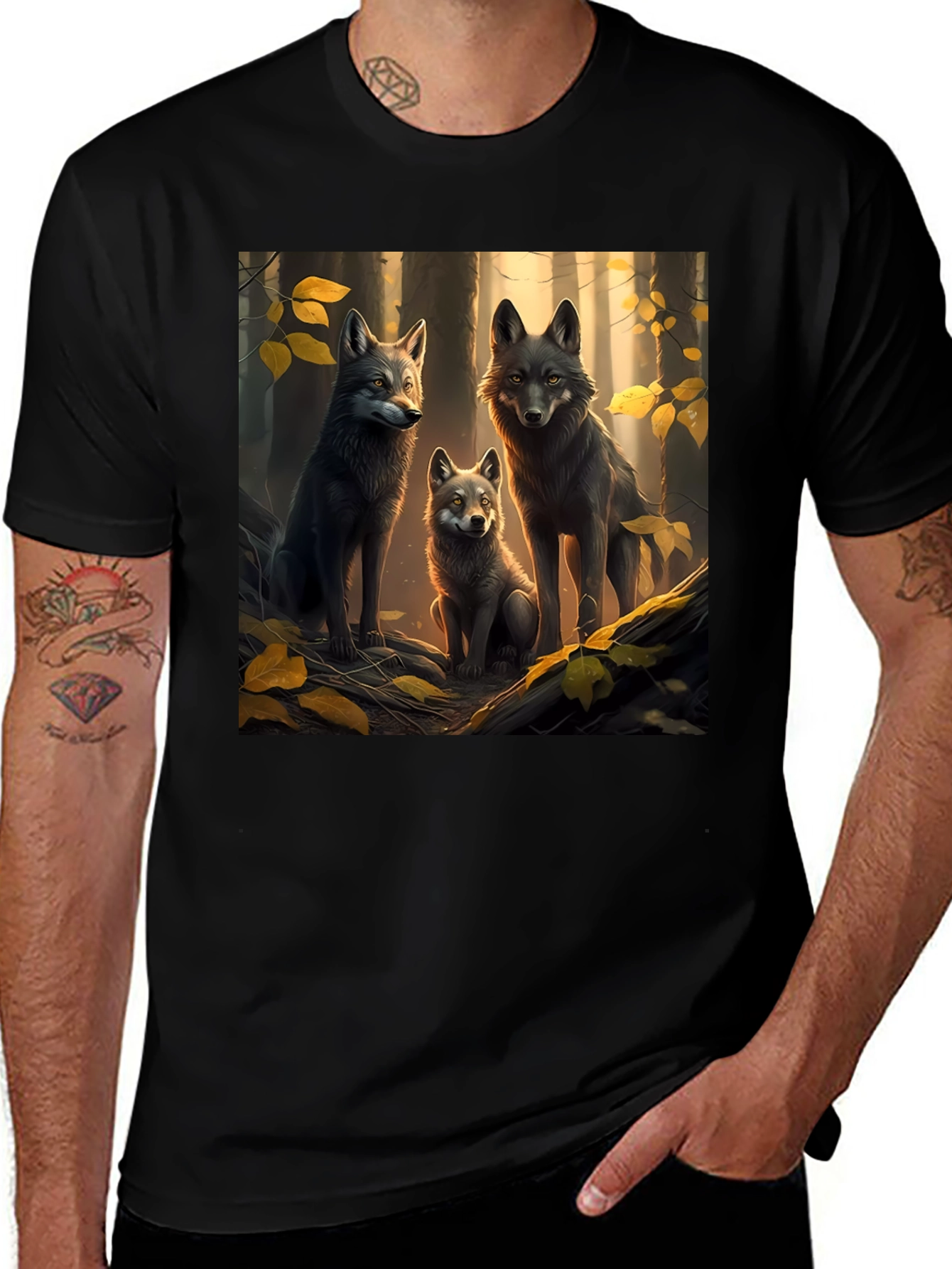 Variant 17 of Wolf Pack Forest Graphic Tee