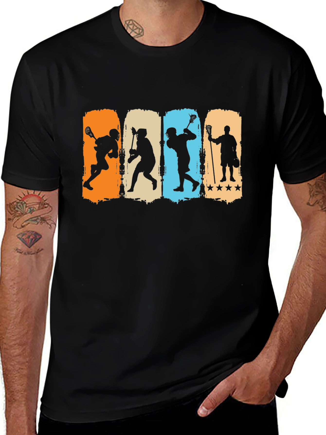 Variant 19 of Lacrosse Player Silhouette Graphic T-Shirt