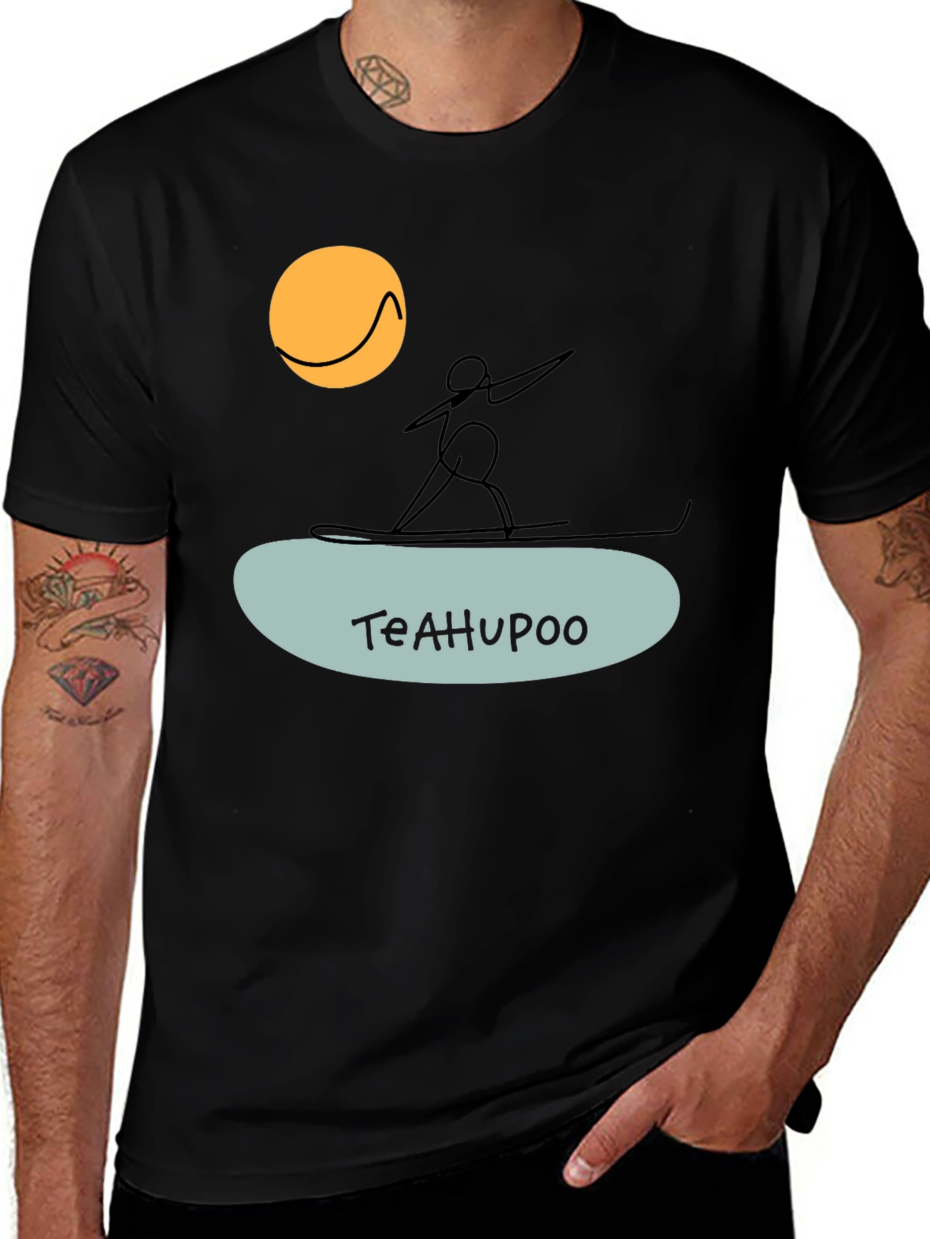 Variant 13 of Teahupo'o Surfer Graphic Tee - Black