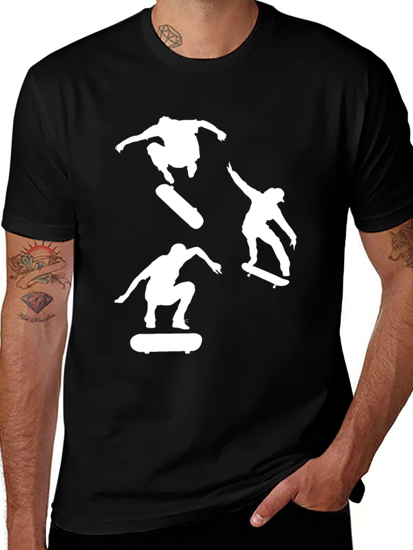 Variant 13 of Skater Silhouette Tee - Black Graphic T-Shirt