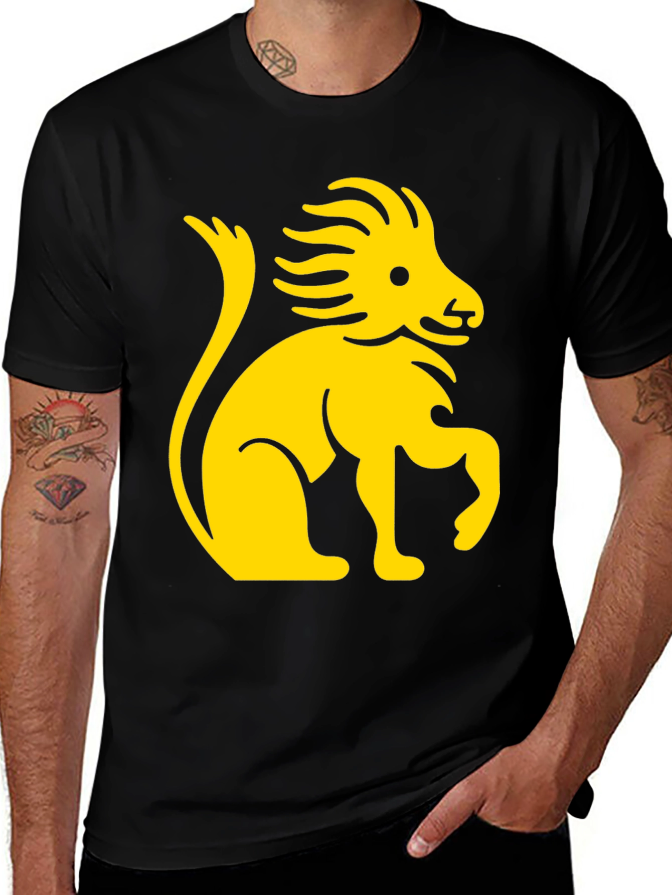 Variant 27 of Lion Graphic Print Black Cotton T-Shirt