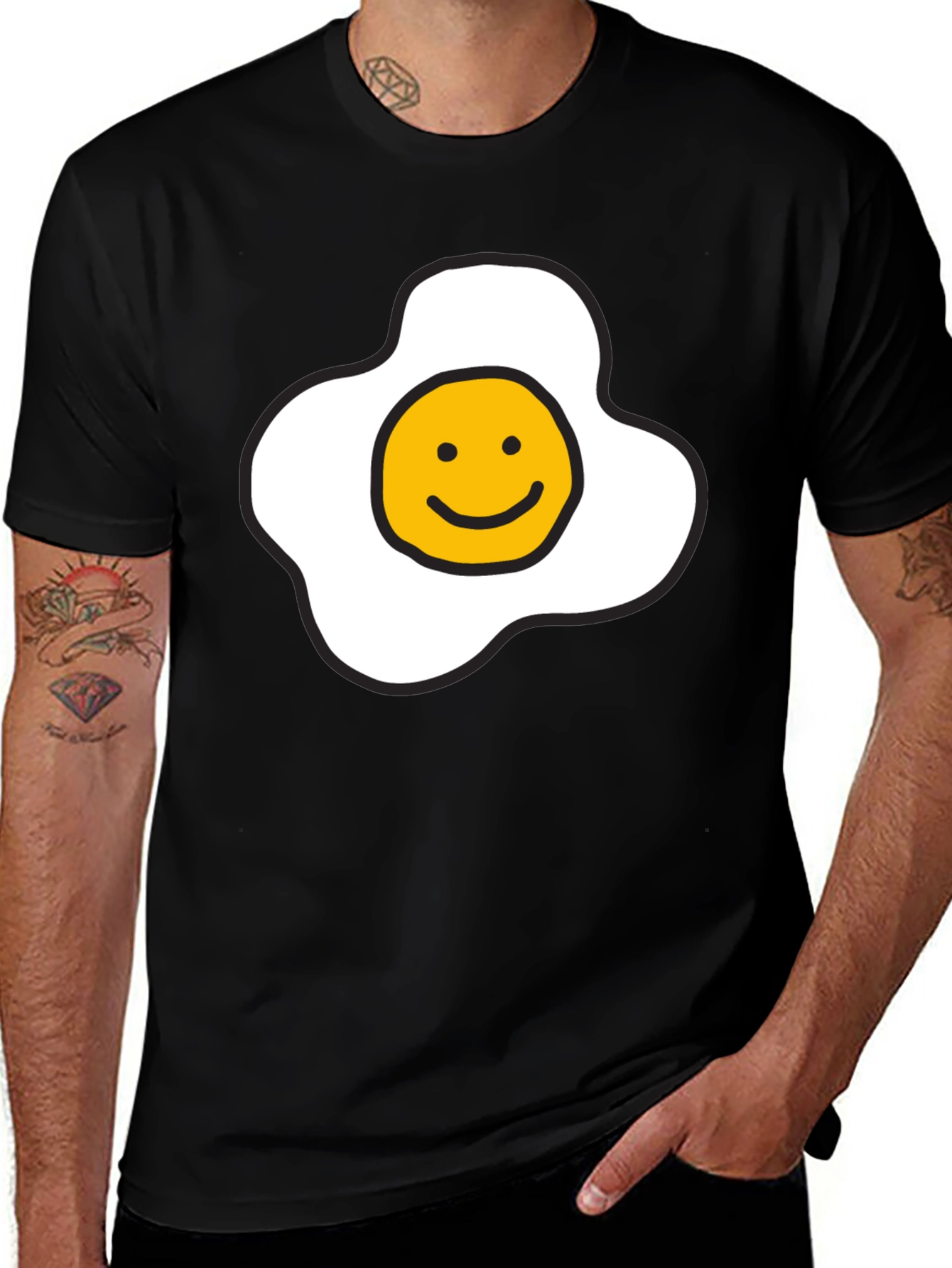 Variant 17 of Sunny Side Up Smiley Face T-Shirt - Black