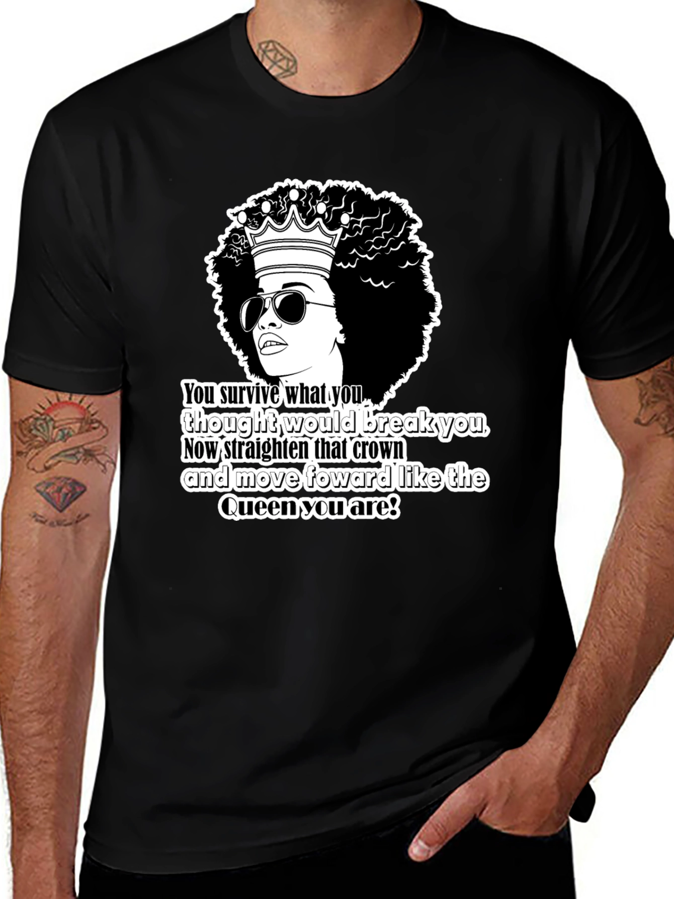 Variant 25 of Queen Afro T-Shirt: Straighten Your Crown
