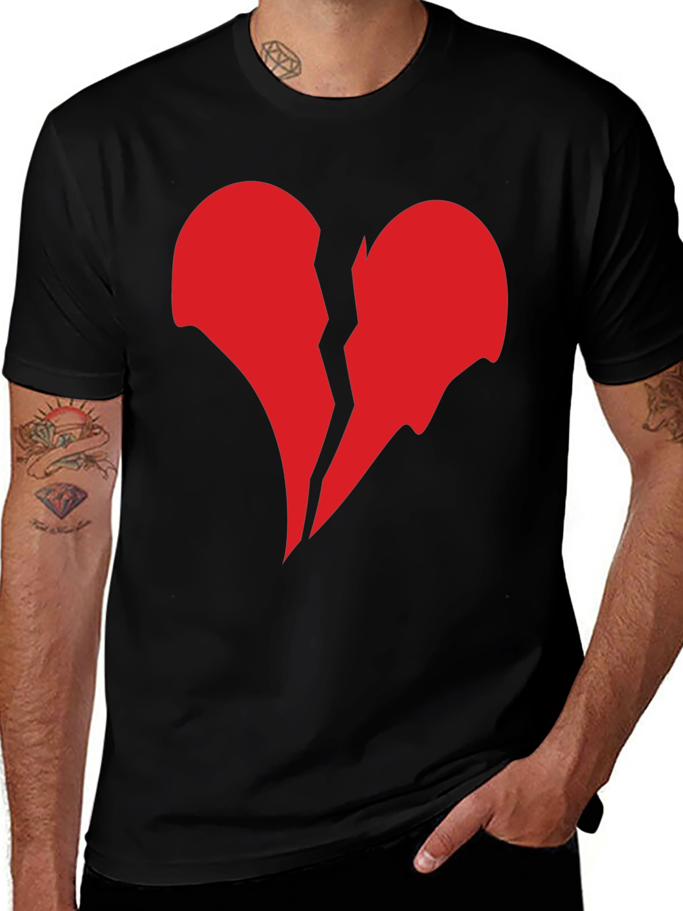 Variant 22 of Broken Heart Graphic Black T-Shirt