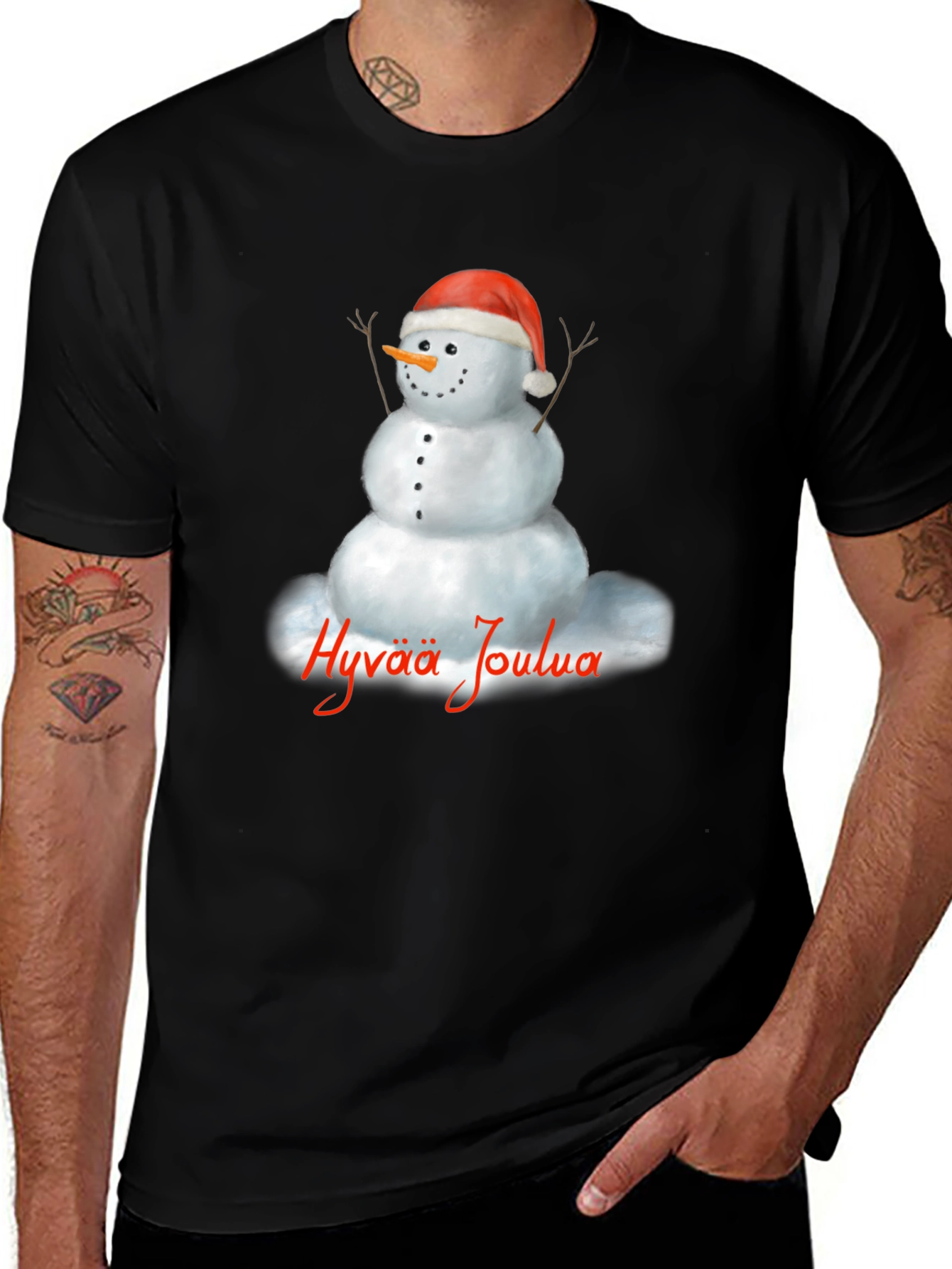 Variant 19 of Hyvää Joulua Snowman Holiday T-Shirt