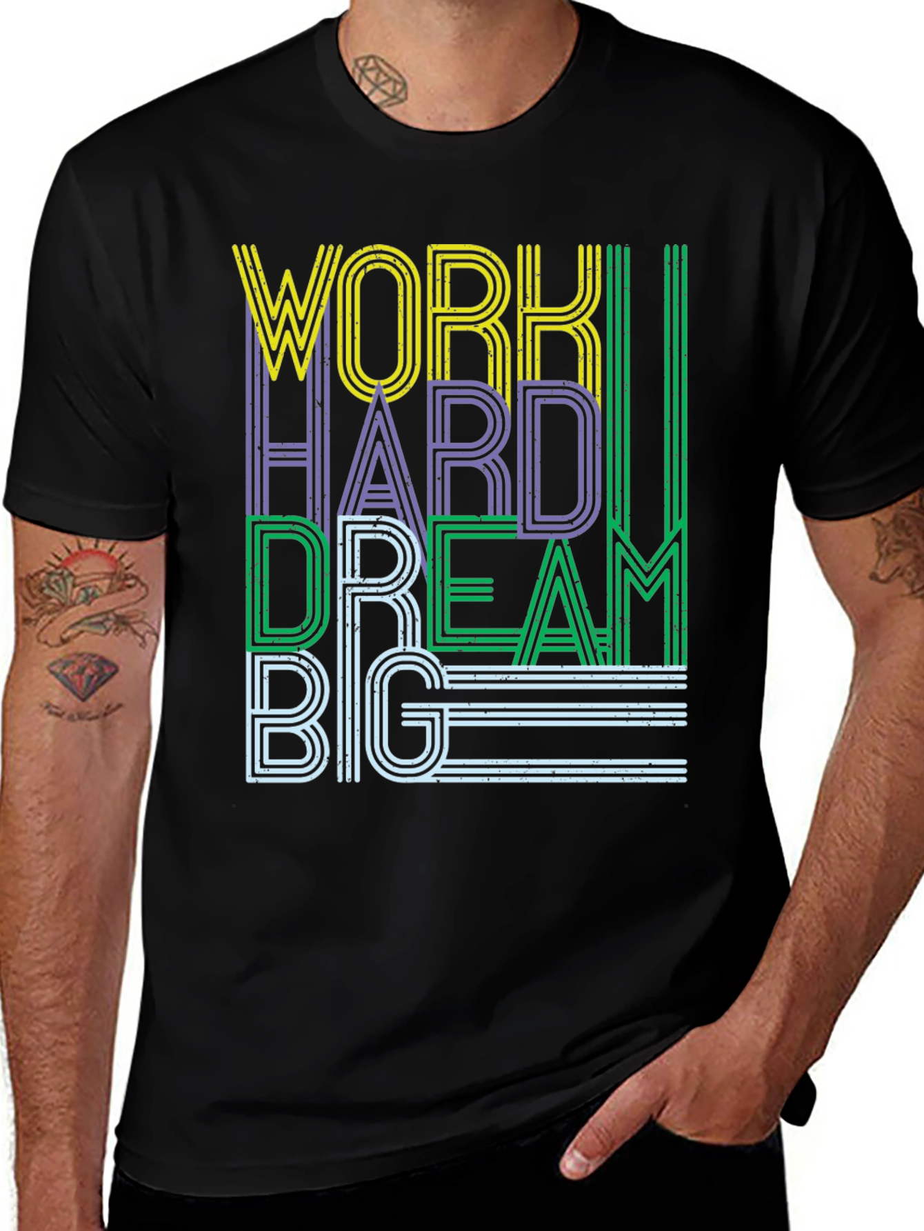 Variant 11 of Work Hard Dream Big Graphic Tee - Black