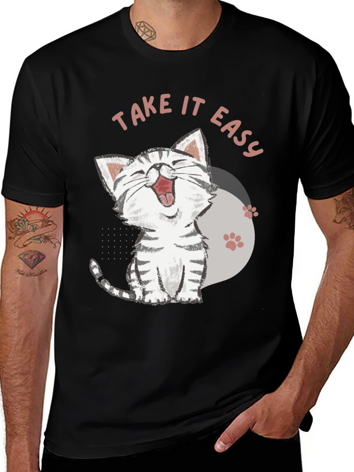 Variant 10 of Take It Easy Cat Graphic Tee - Relaxed Fit