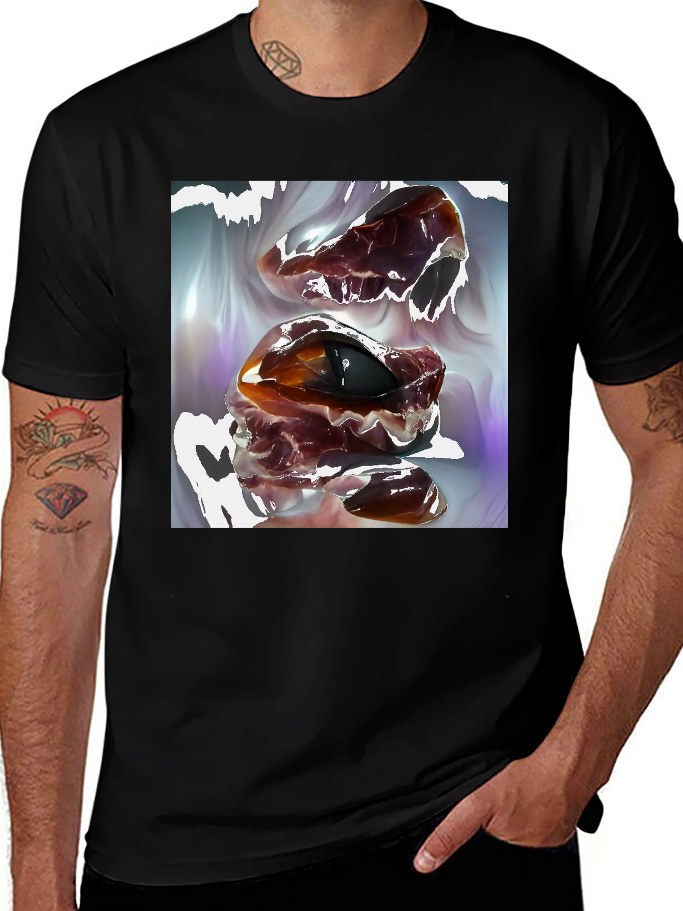 Variant 22 of Surreal Eye Skull Graphic Tee - Unique Design