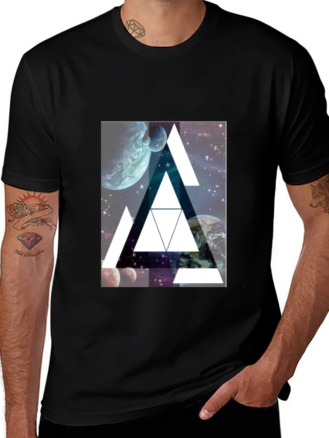 Variant 6 of Cosmic Triangle Black T-Shirt