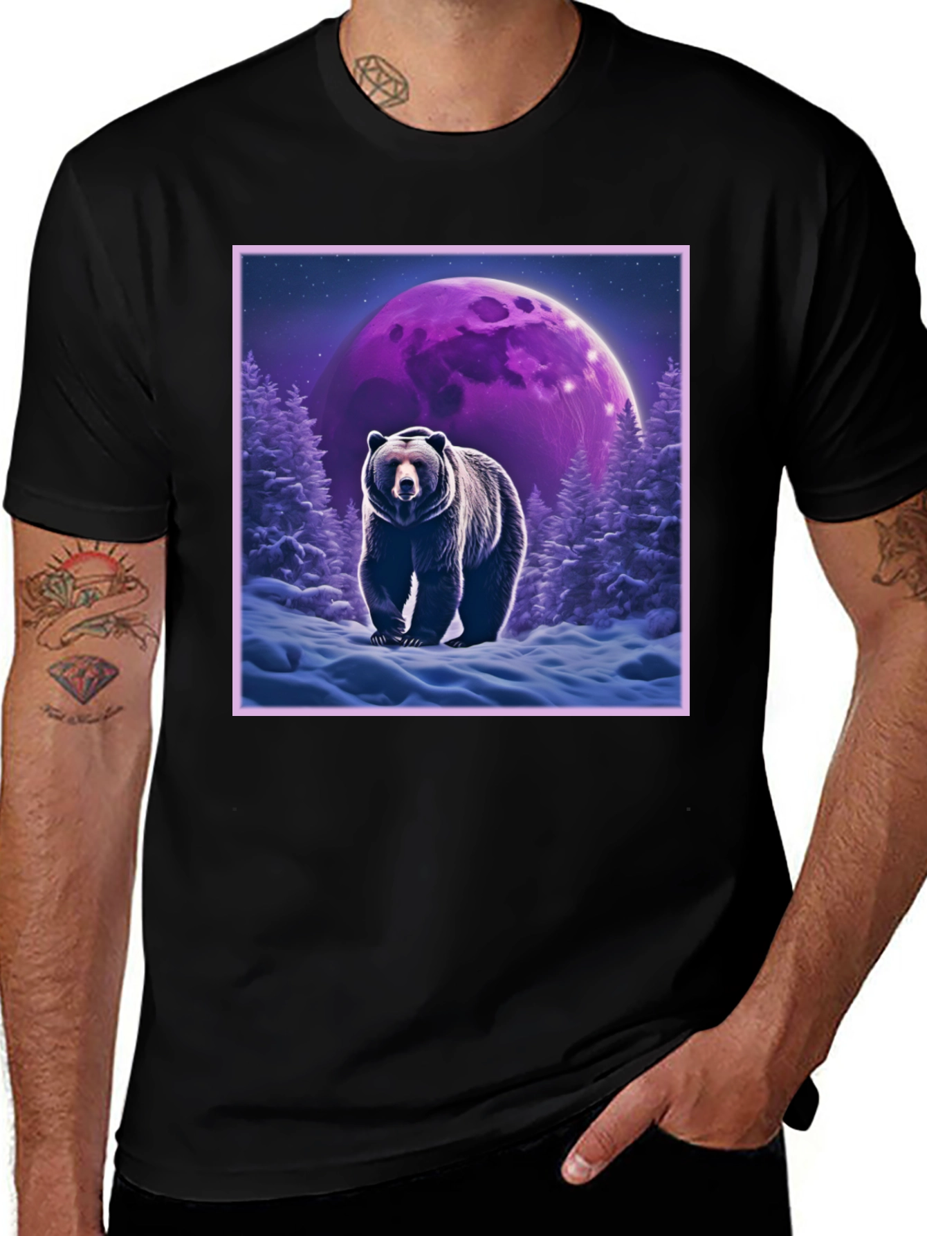 Variant 28 of Bear Moon Graphic Tee - Stylish Unisex T-Shirt
