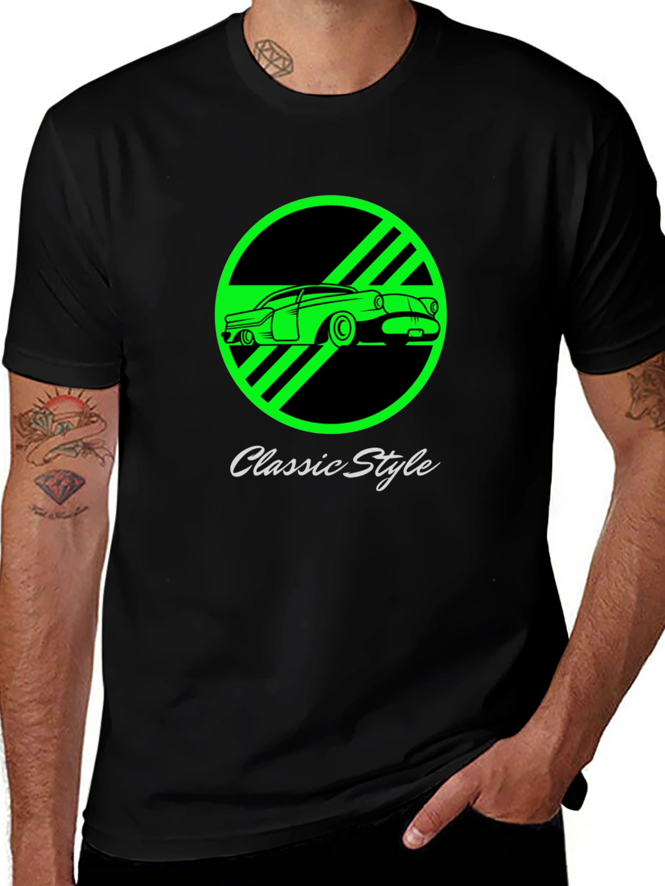 Variant 6 of Classic Style Car Graphic Tee - Black