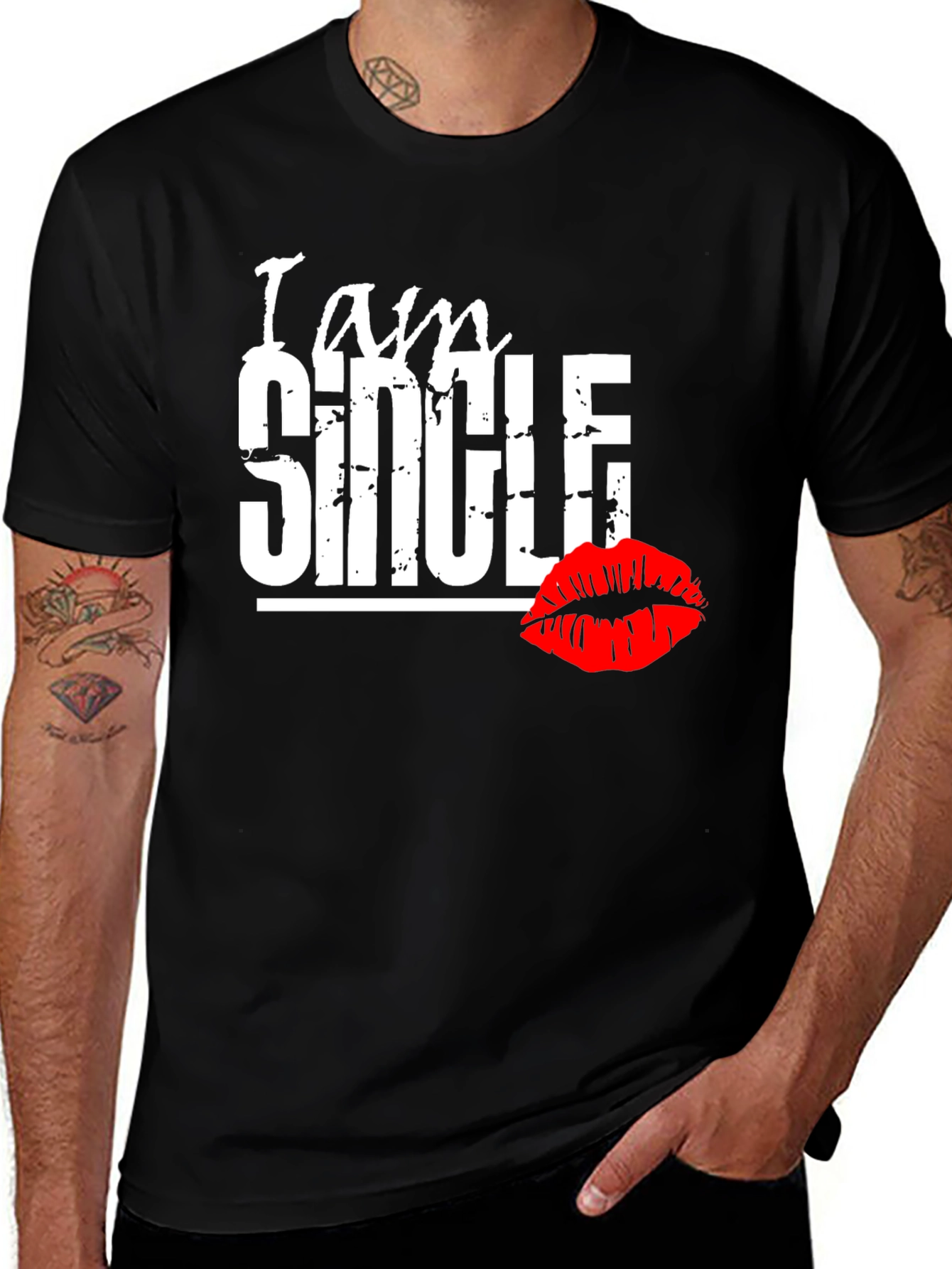 Variant 9 of I am Single Men's Graphic T-Shirt - Black