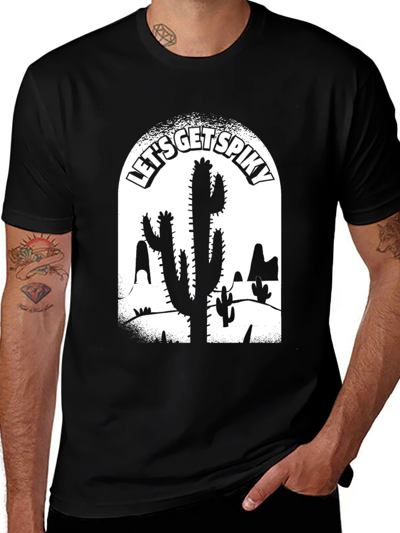 Variant 13 of Let's Get Spiky Black Cactus T-Shirt