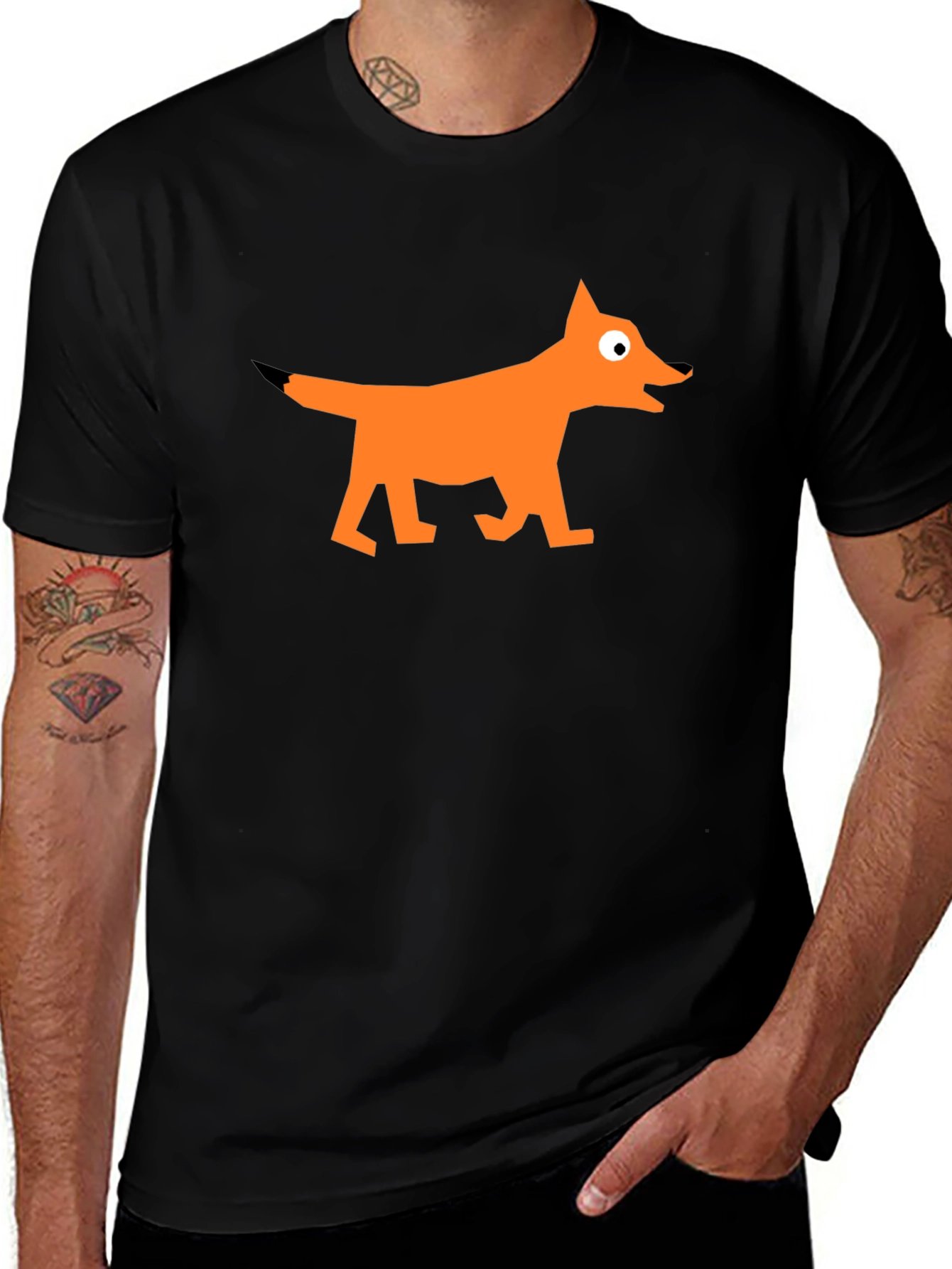 Variant 15 of Geometric Fox Graphic Black T-Shirt