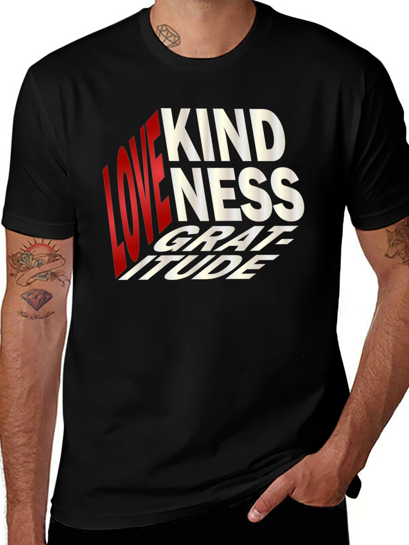 Variant 6 of Love Kindness Grattitude Black T-Shirt