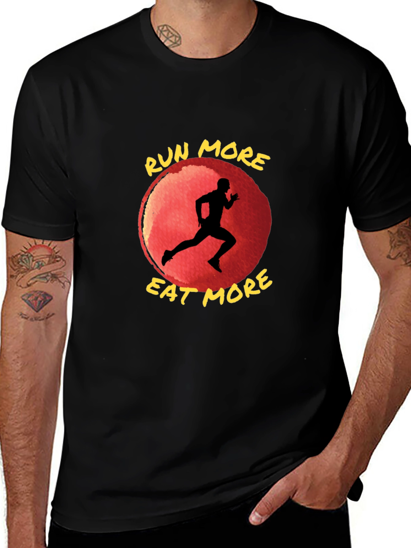 Variant 11 of Run More Eat More T-Shirt: Motivational Fitness Tee