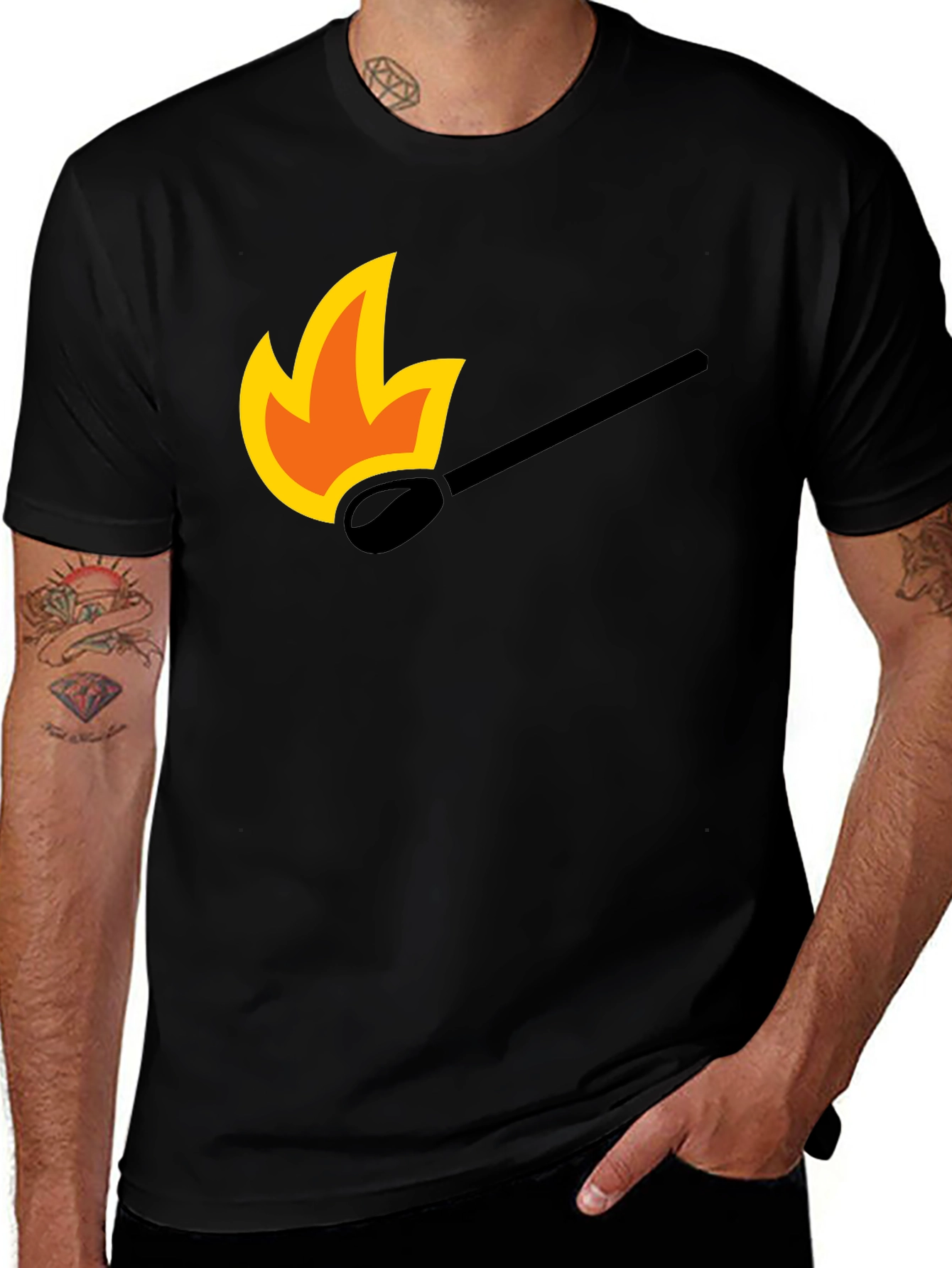 Variant 6 of Burning Match Graphic Tee - Black
