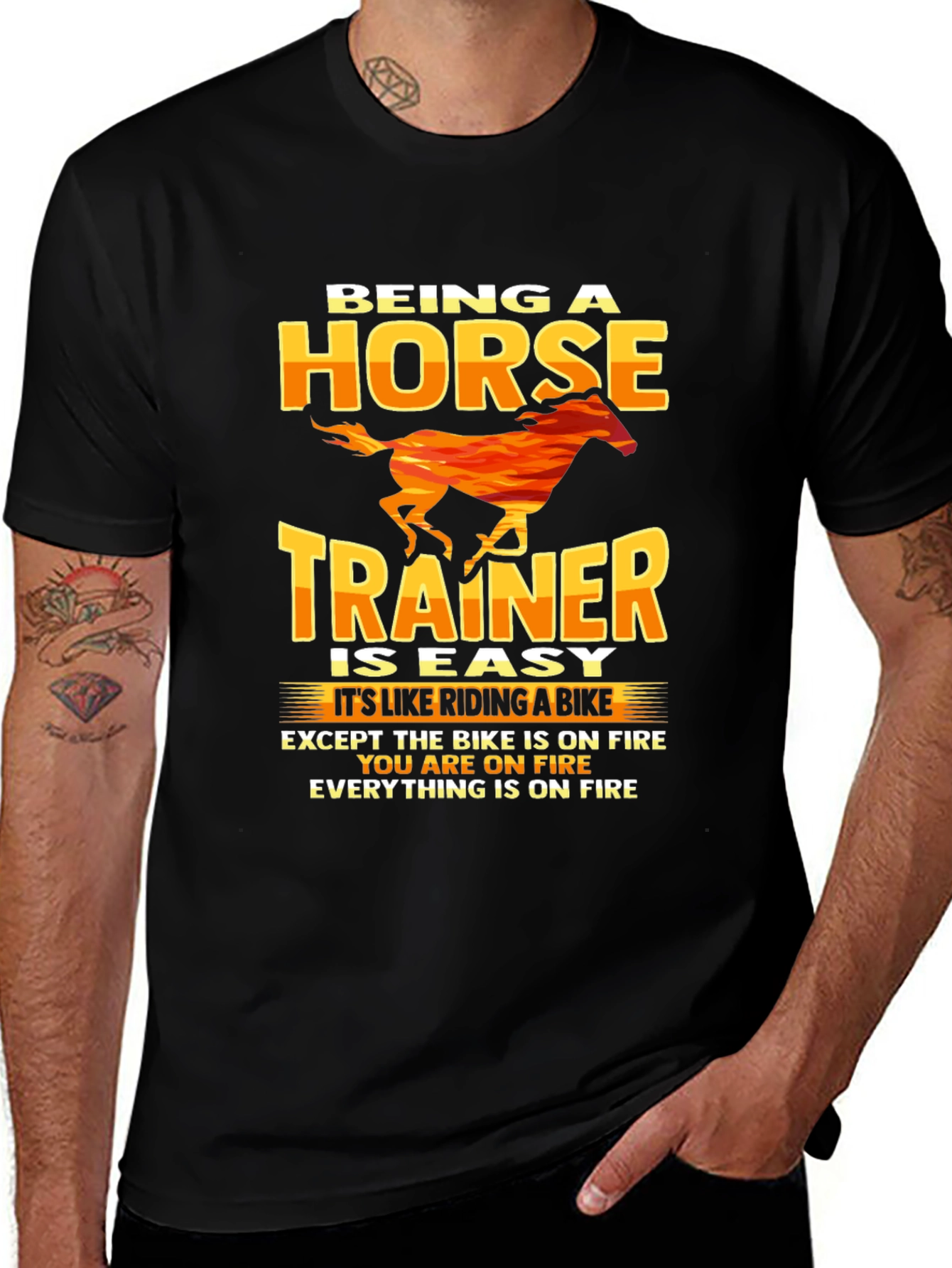 Variant 13 of Horse Trainer Humor T-Shirt - Riding a Bike