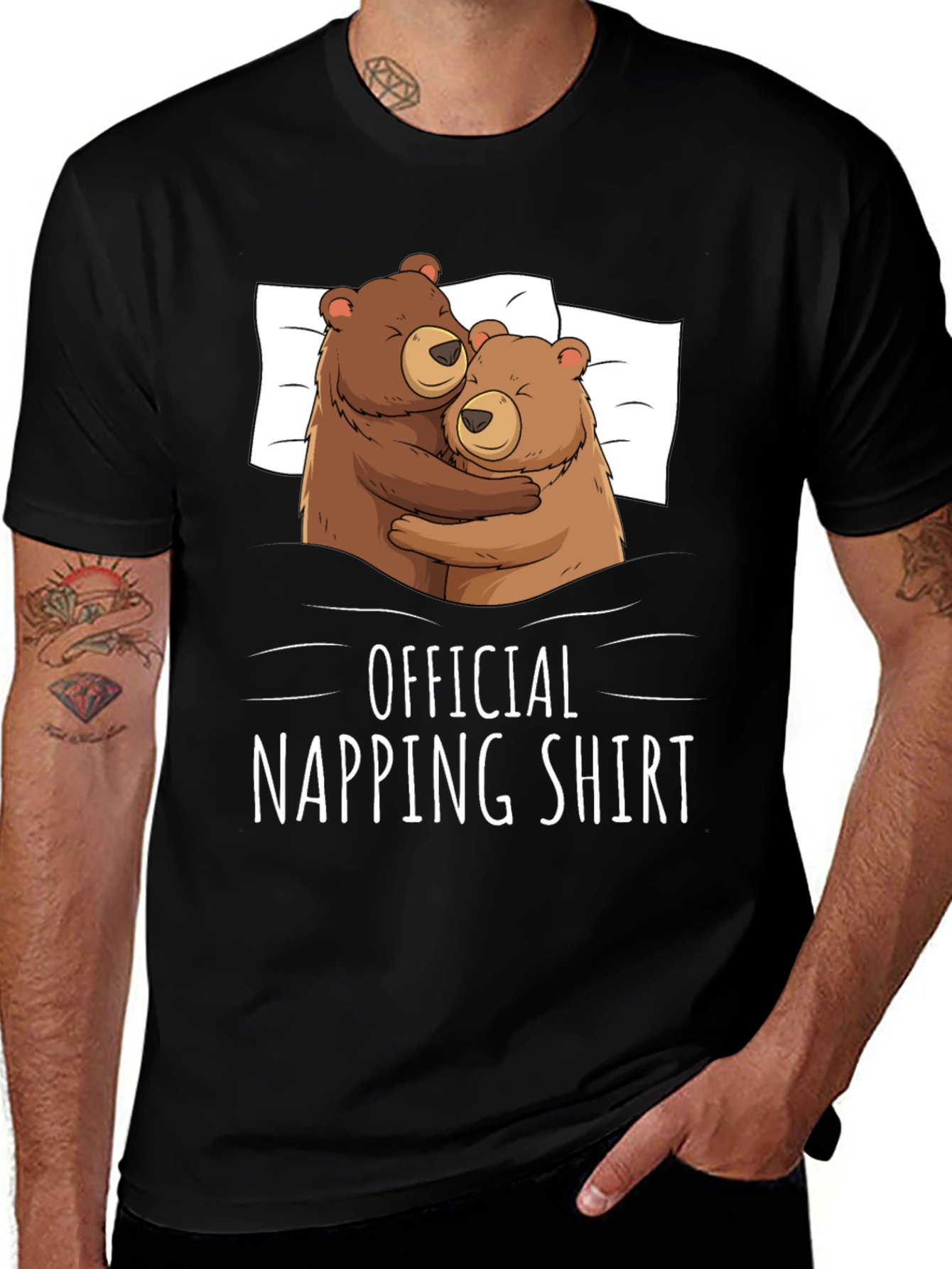 Variant 21 of Official Napping Shirt - Cute Bear Hug Graphic Tee