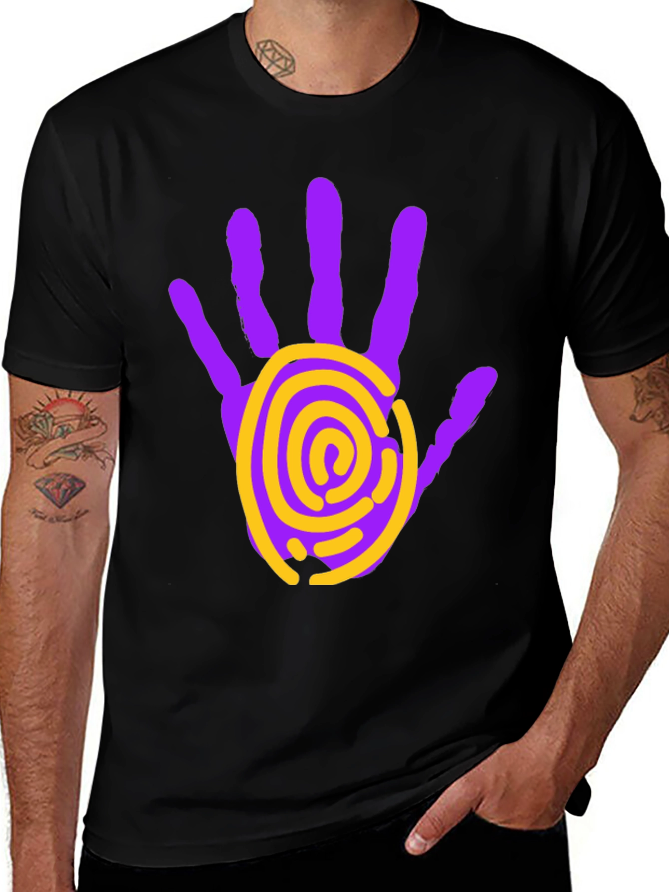 Handprint Graphic Tee - Black Cotton Blend