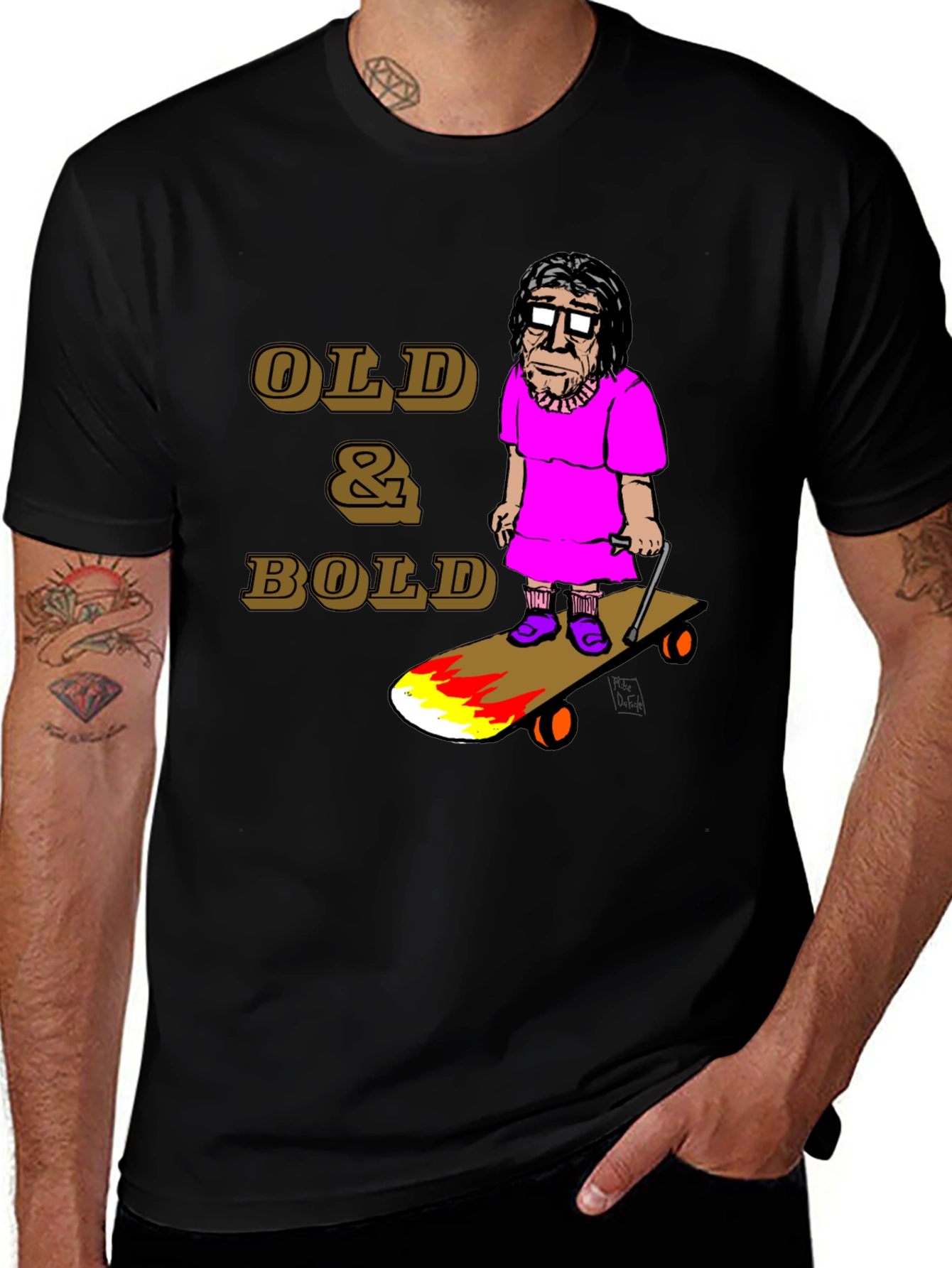 Variant 4 of Old & Bold Skateboarder T-Shirt