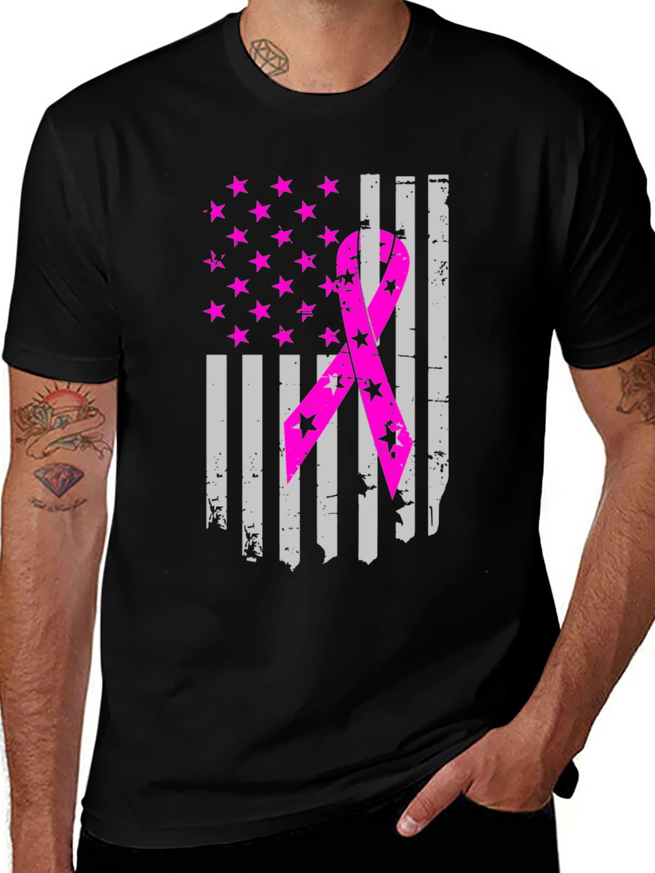 Variant 23 of Breast Cancer Awareness Flag T-Shirt