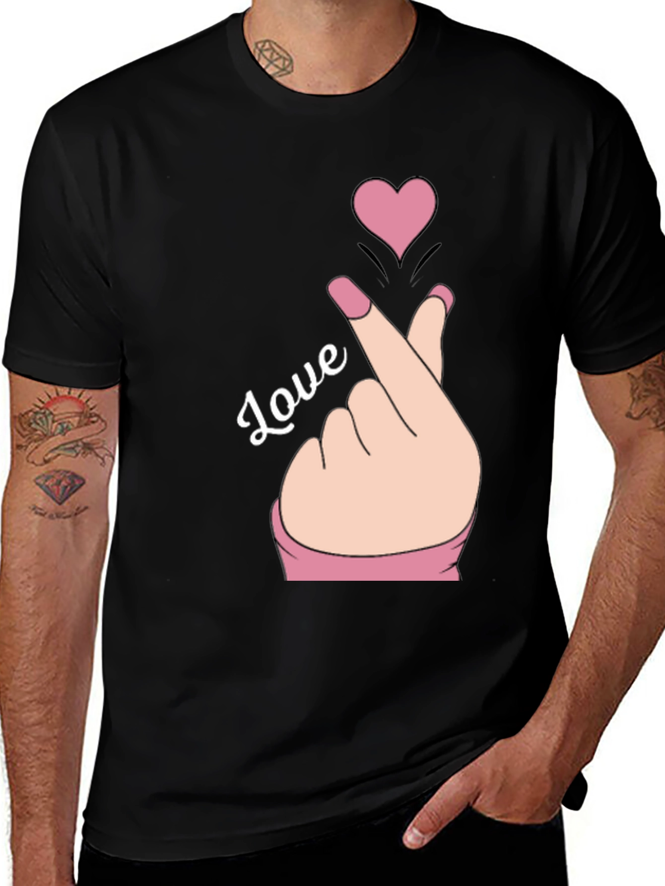 Variant 12 of Love Finger Heart Graphic Tee - Stylish Casual Comfort
