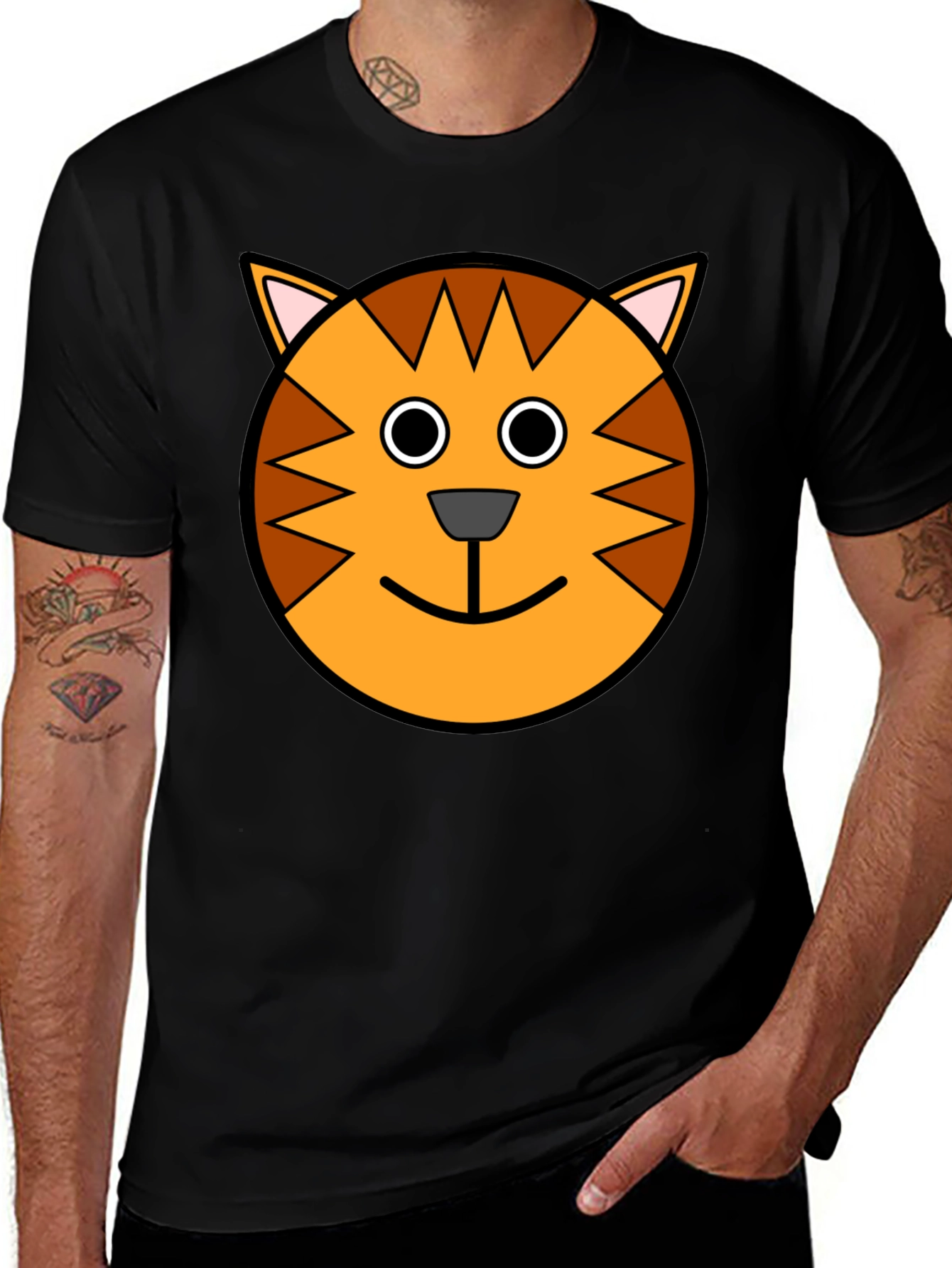 Variant 20 of Cartoon Cat Face Black T-Shirt