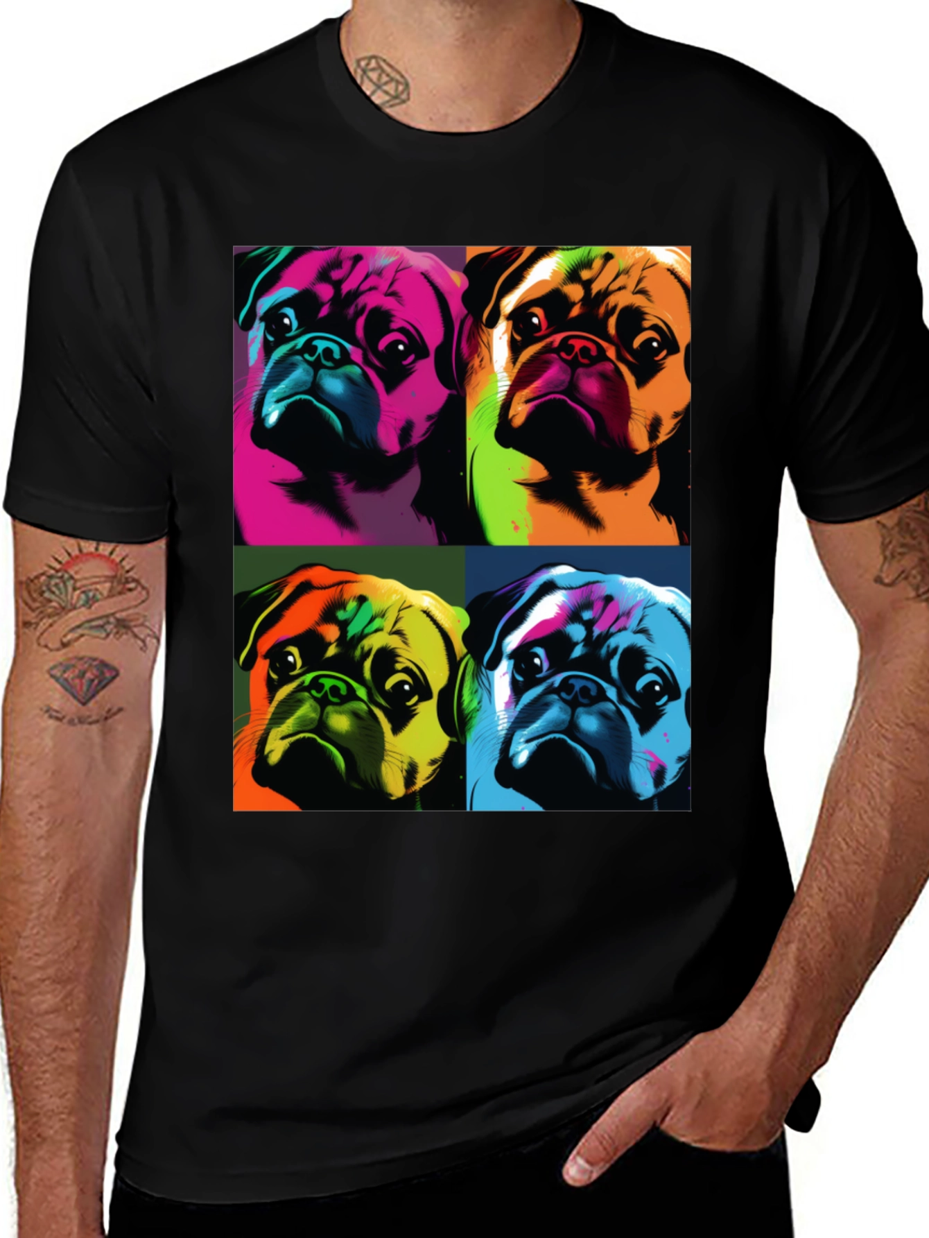 Variant 22 of Pop Art Pug T-Shirt: Colorful Canine Graphic Tee