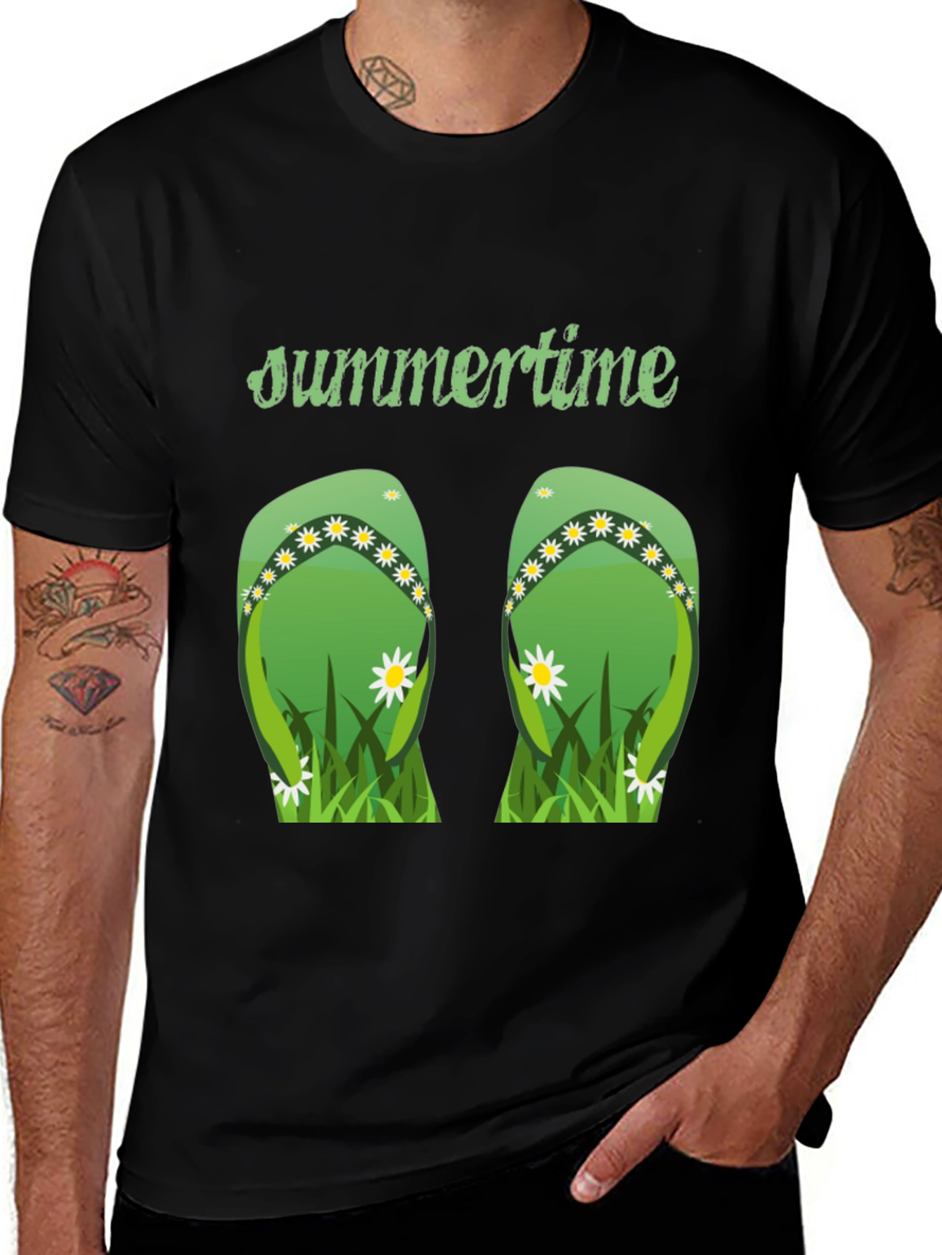 Black Summertime Flip Flop Graphic Tee main image