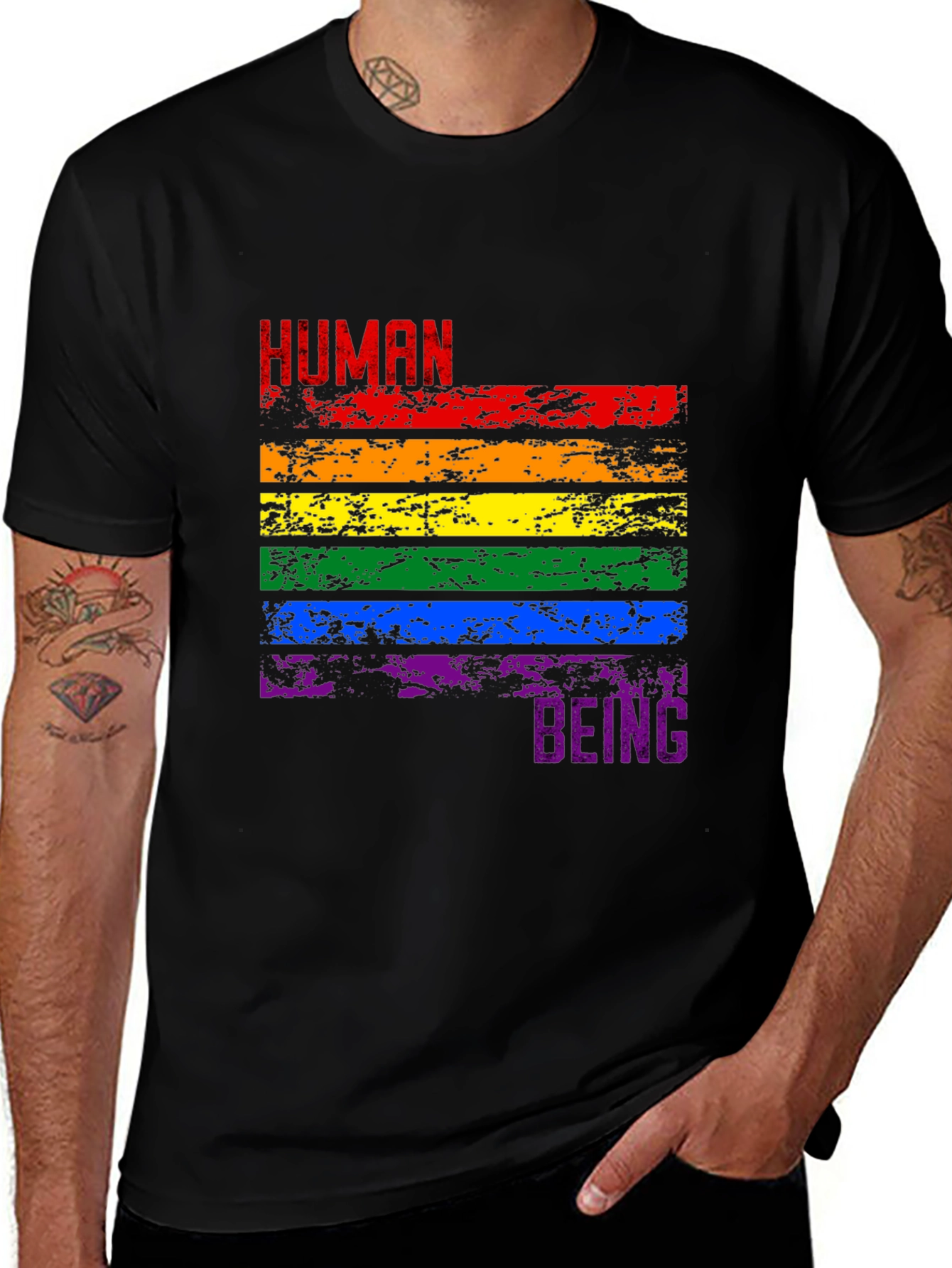 Human Being Pride T-Shirt - Rainbow Graphic Tee