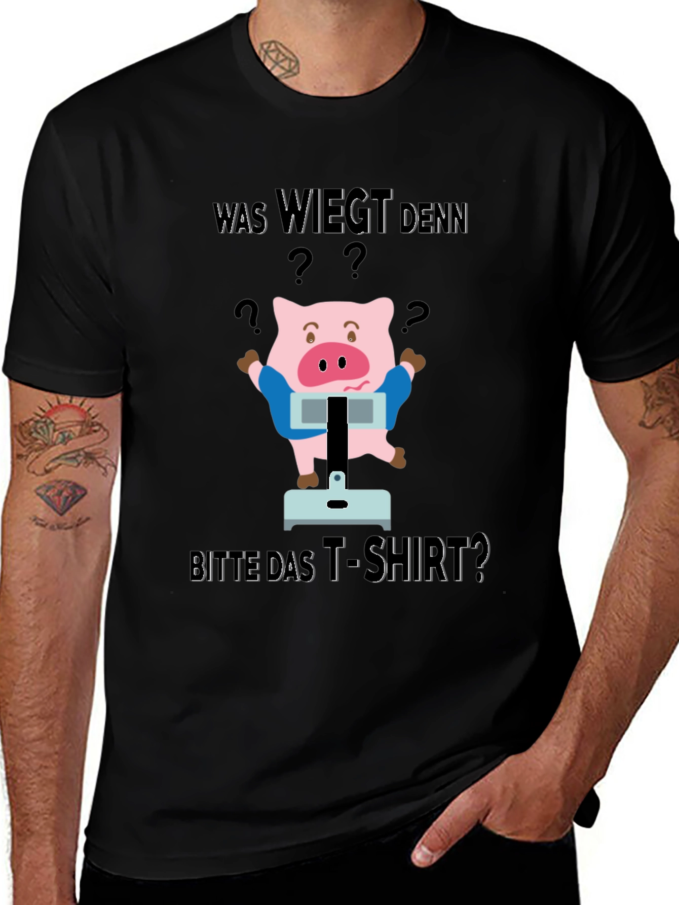 Variant 22 of Funny "Was Wiegt" Pig Graphic T-Shirt
