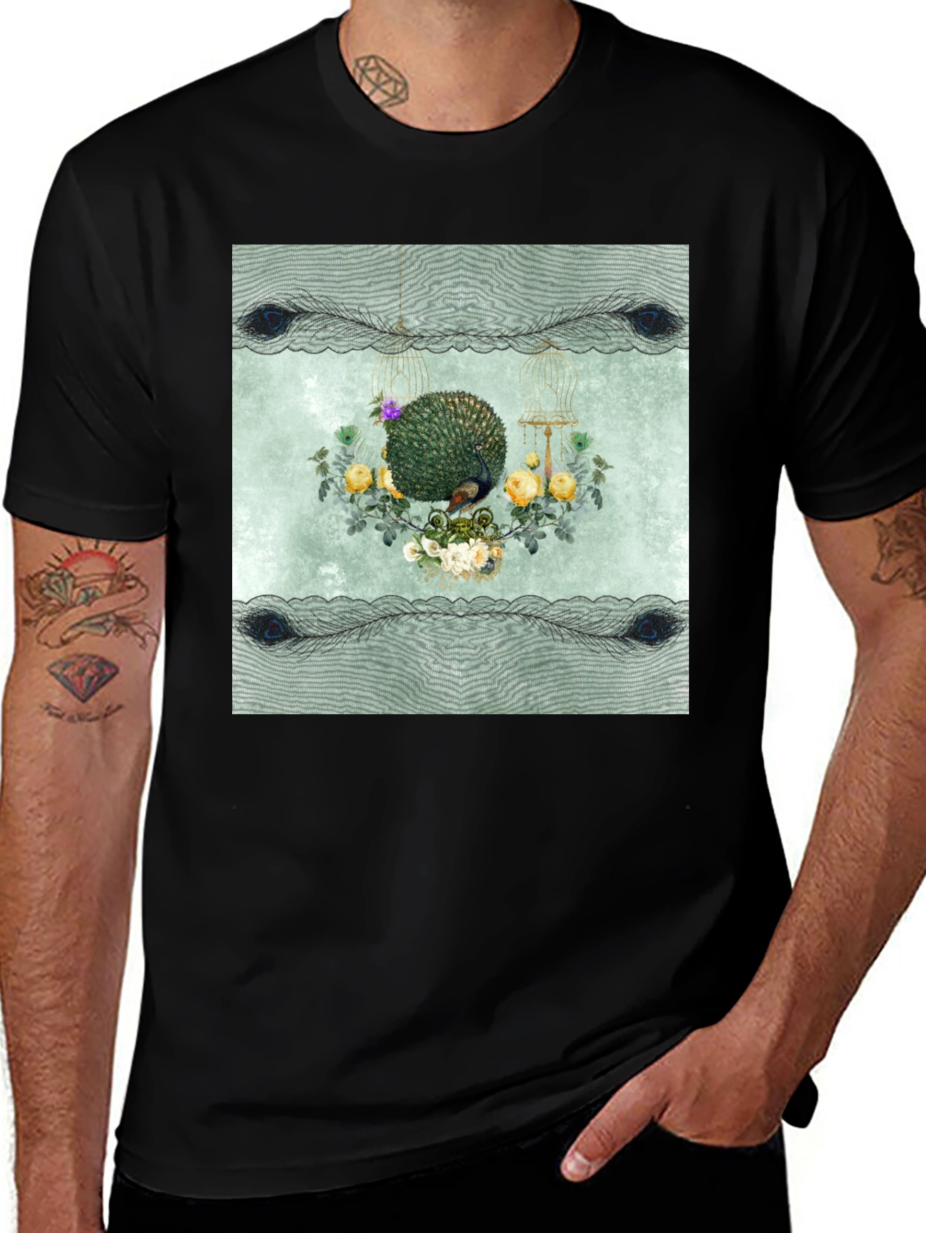 Variant 10 of Botanical Bird Cage Graphic Tee - Unisex