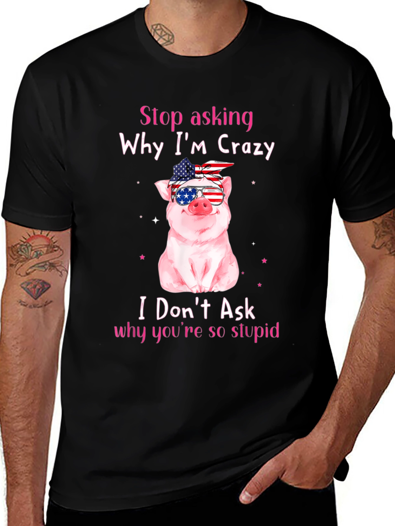 Variant 18 of Crazy Pig Graphic T-Shirt Funny Slogan Tee