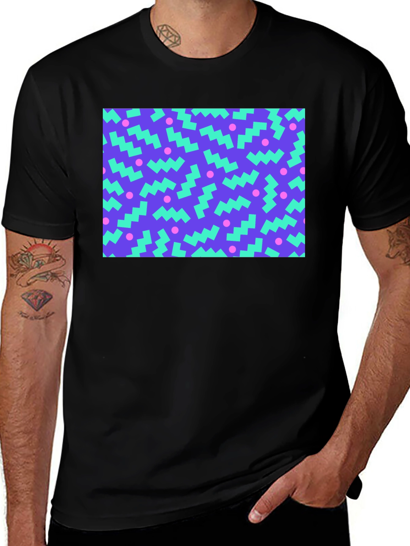 Variant 9 of Retro 90s Pattern Tee - Rad Black T-Shirt