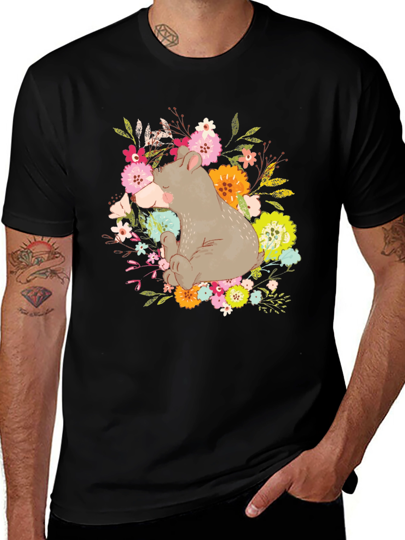 Variant 11 of Cute Bear Floral T-Shirt - Unisex Graphic Tee