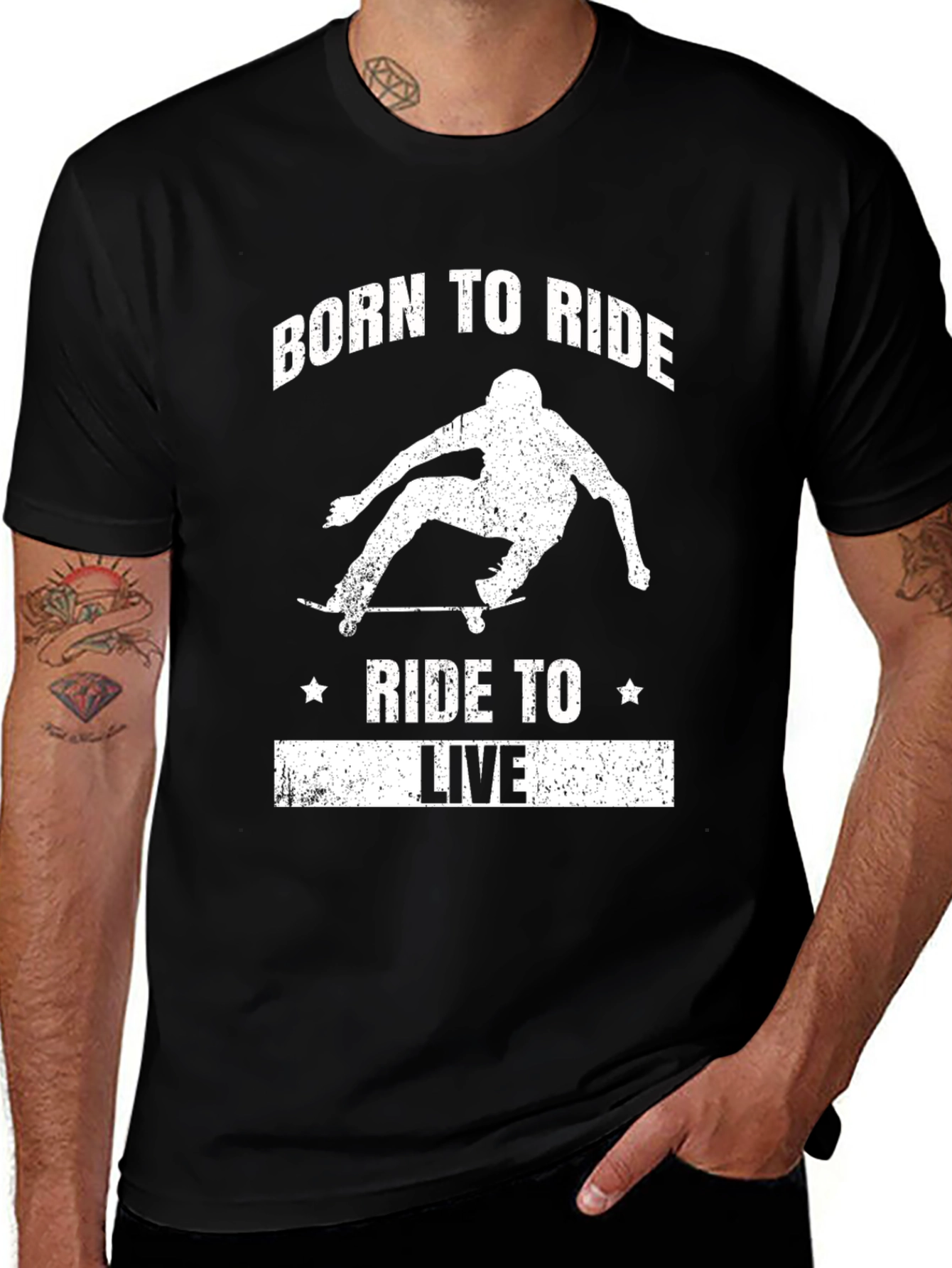 Variant 26 of Born to Ride Graphic T-Shirt - Skateboarder