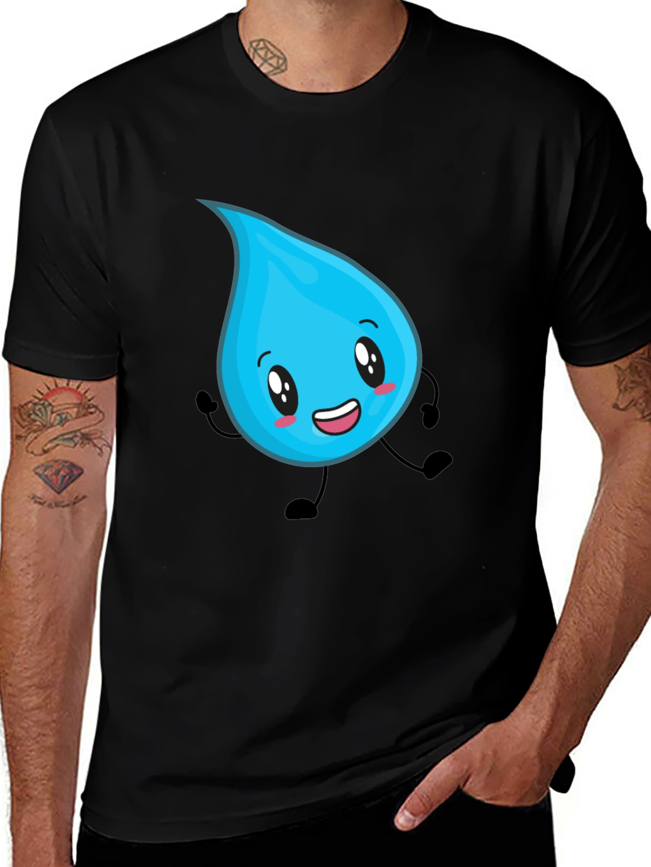 Variant 18 of Cute Water Drop Graphic Tee - Black