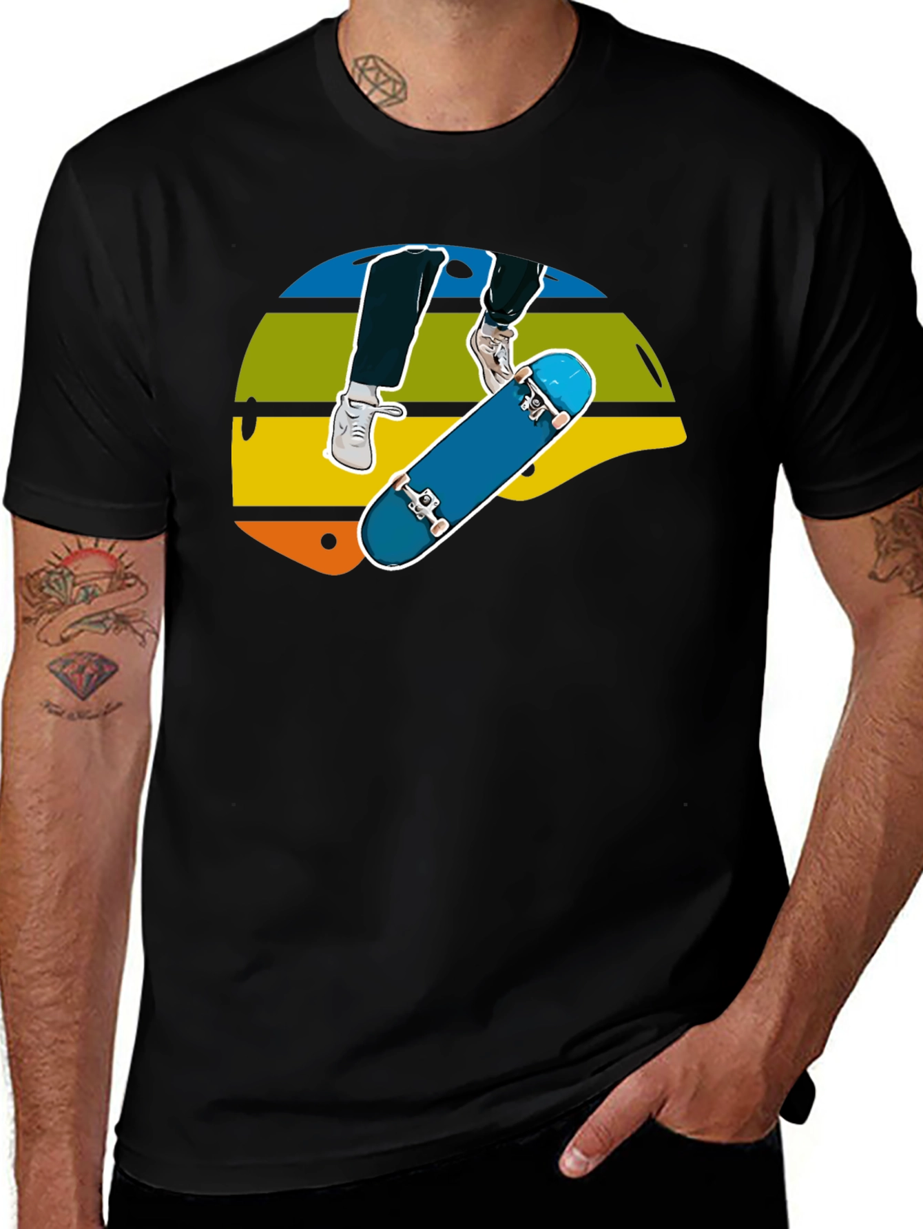 Variant 27 of Skateboard T-Shirt - Retro Sunset Design