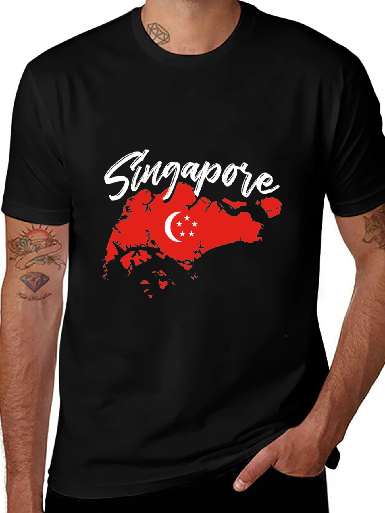 Singapore Map Flag Graphic Tee