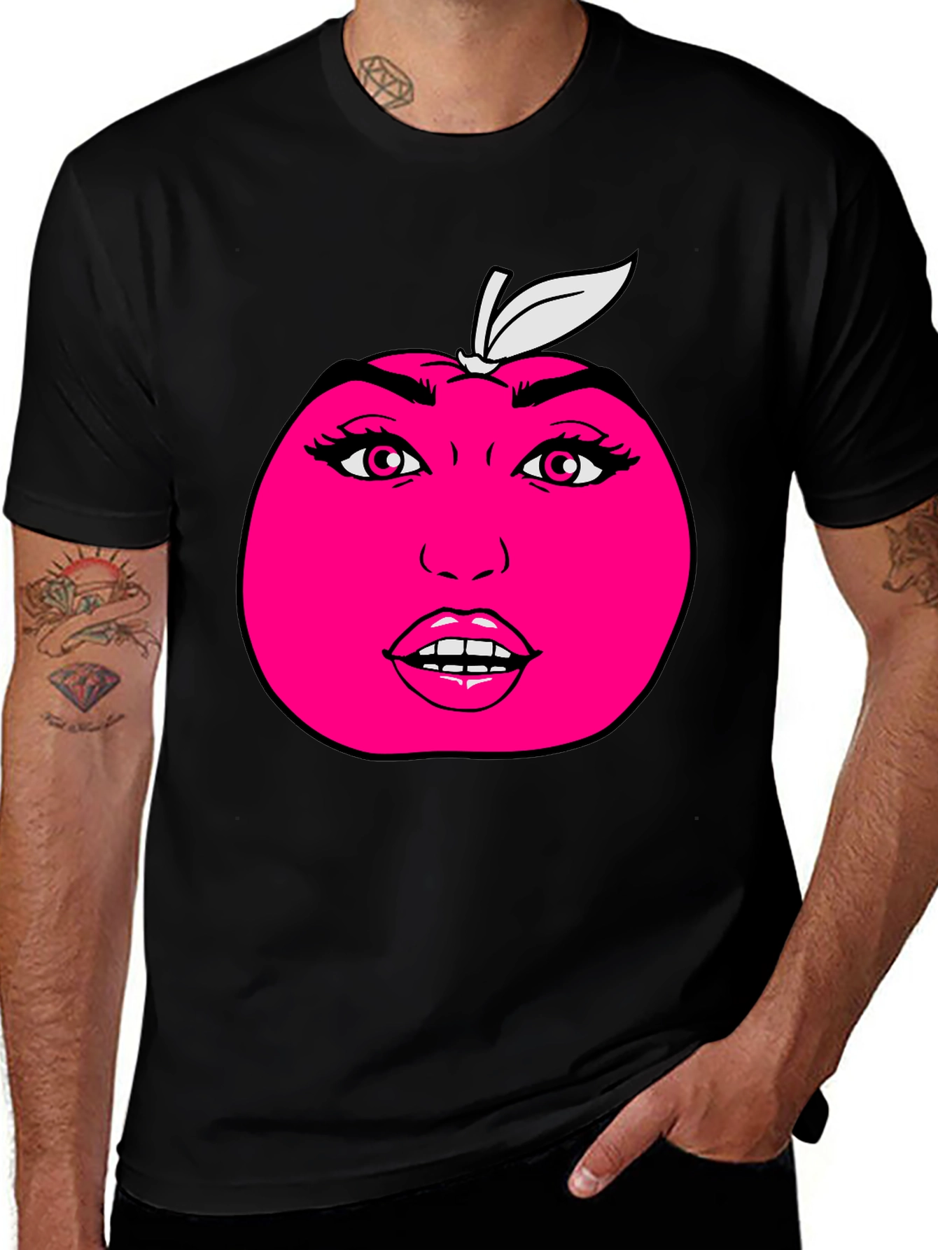 Variant 9 of Pink Apple Face Graphic Tee - Unique Unisex T-Shirt