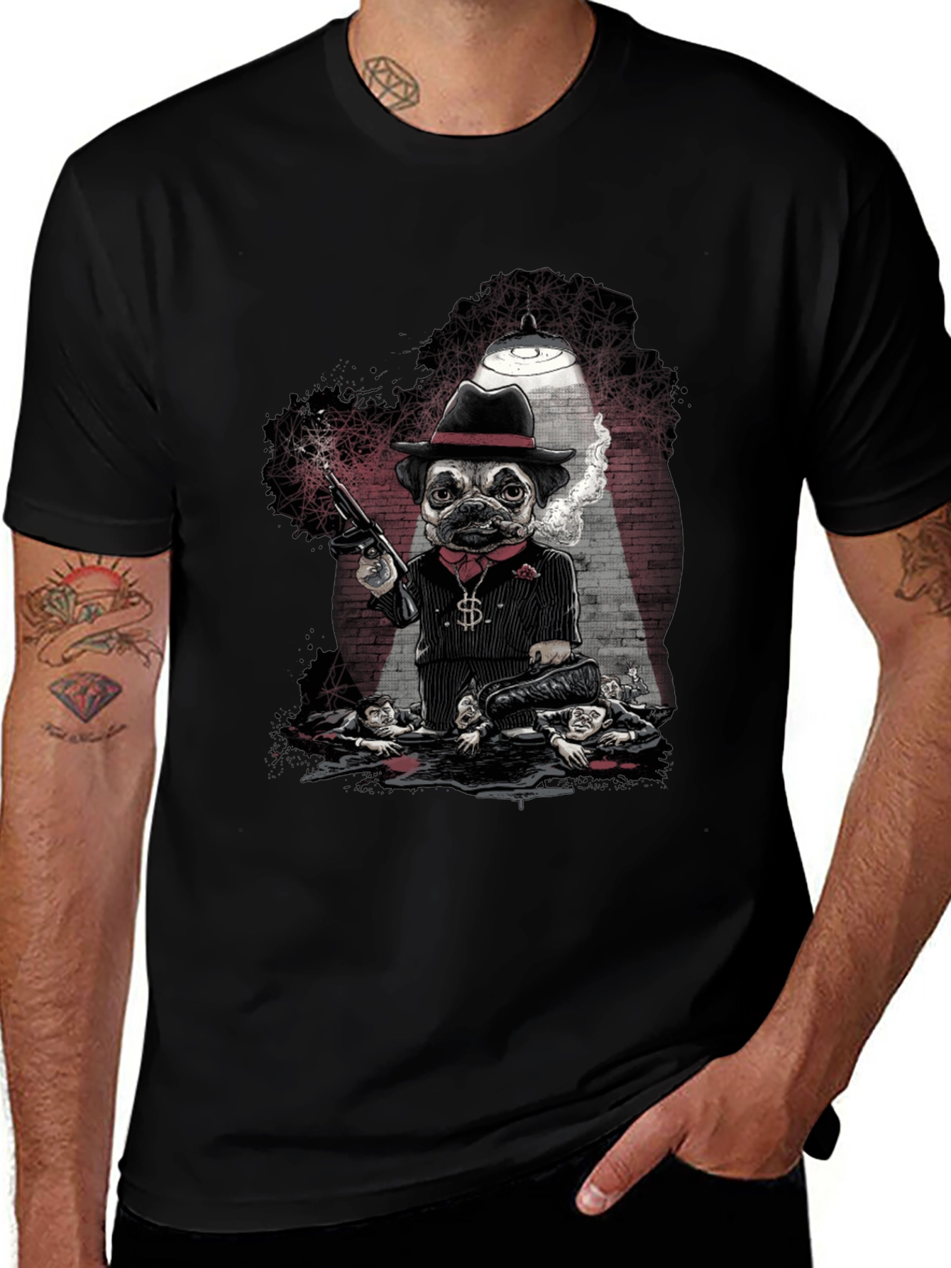 Variant 29 of Gangster Pug Graphic T-Shirt