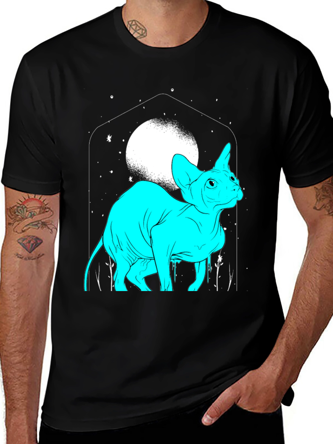 Variant 8 of Sphynx Cat Moon Graphic T-Shirt