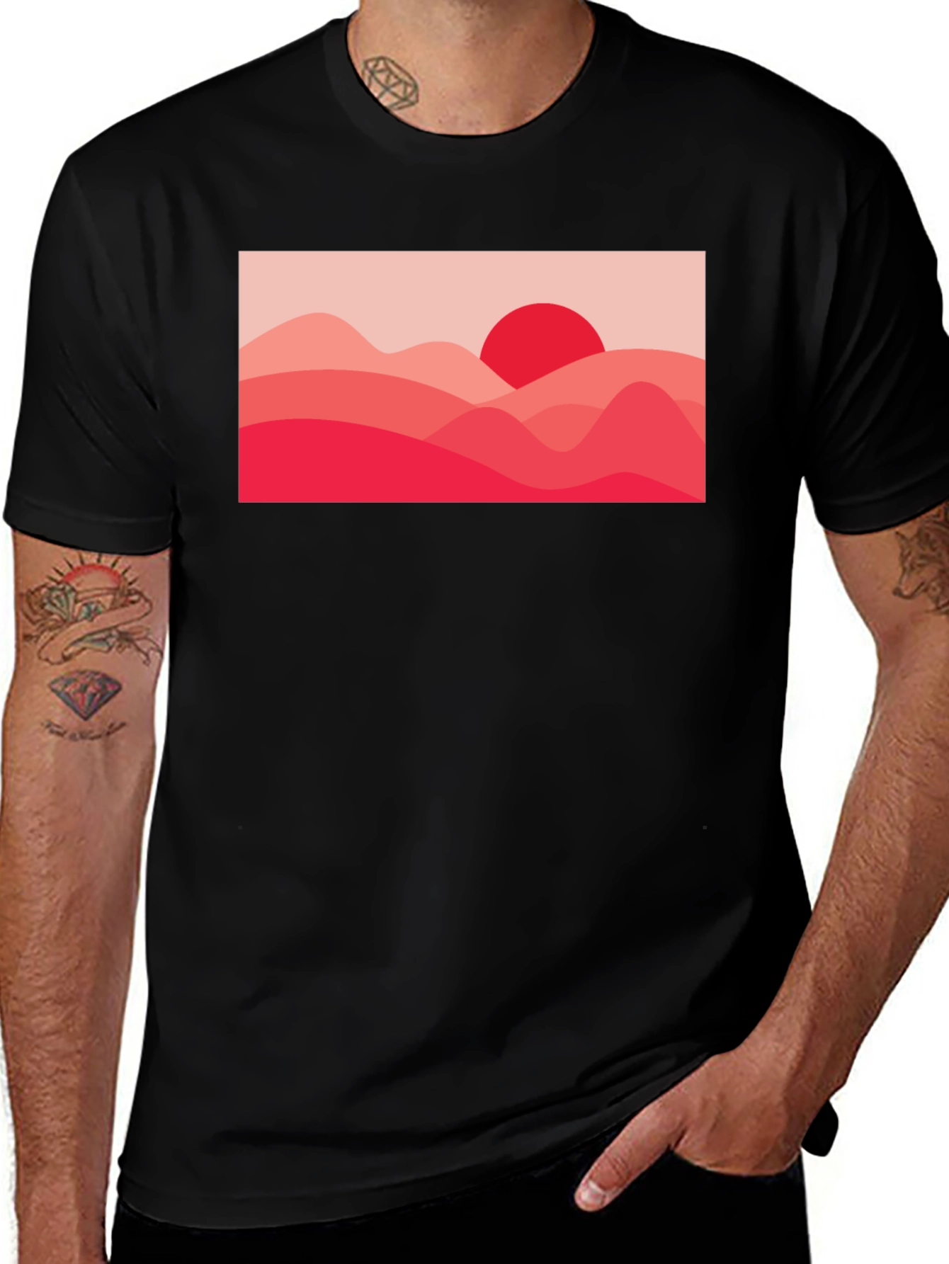 Variant 26 of Red Landscape Graphic Tee - Modern Art T-Shirt