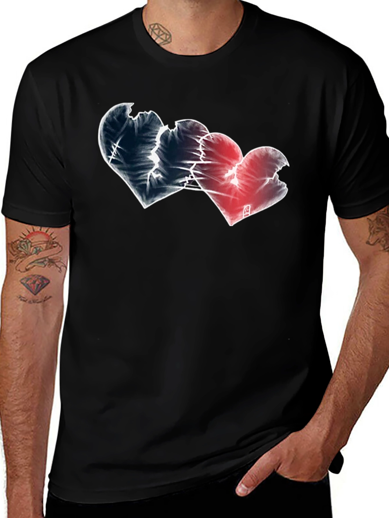 Variant 17 of Broken Hearts Graphic Tee - Black