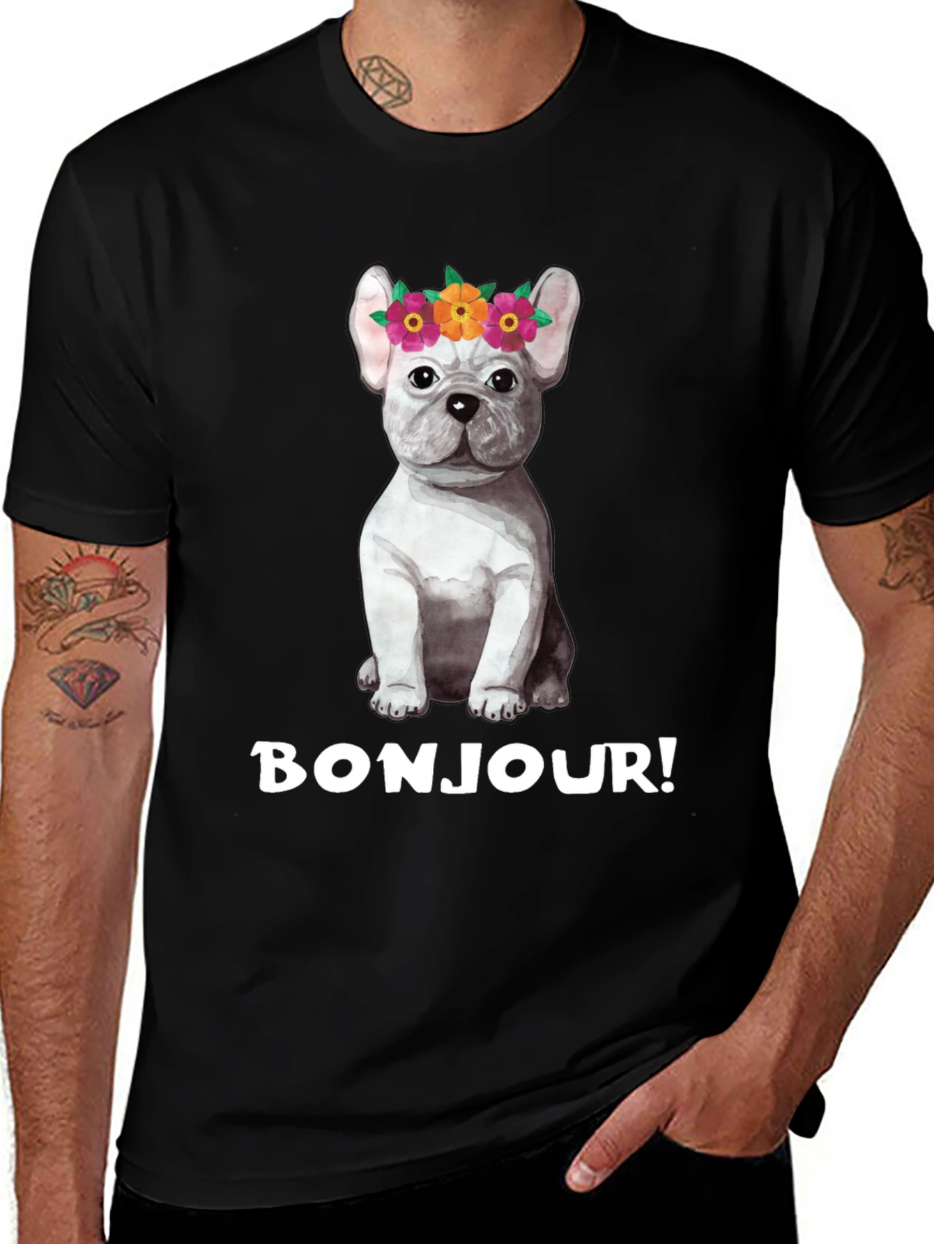 Variant 8 of French Bulldog Bonjour T-Shirt