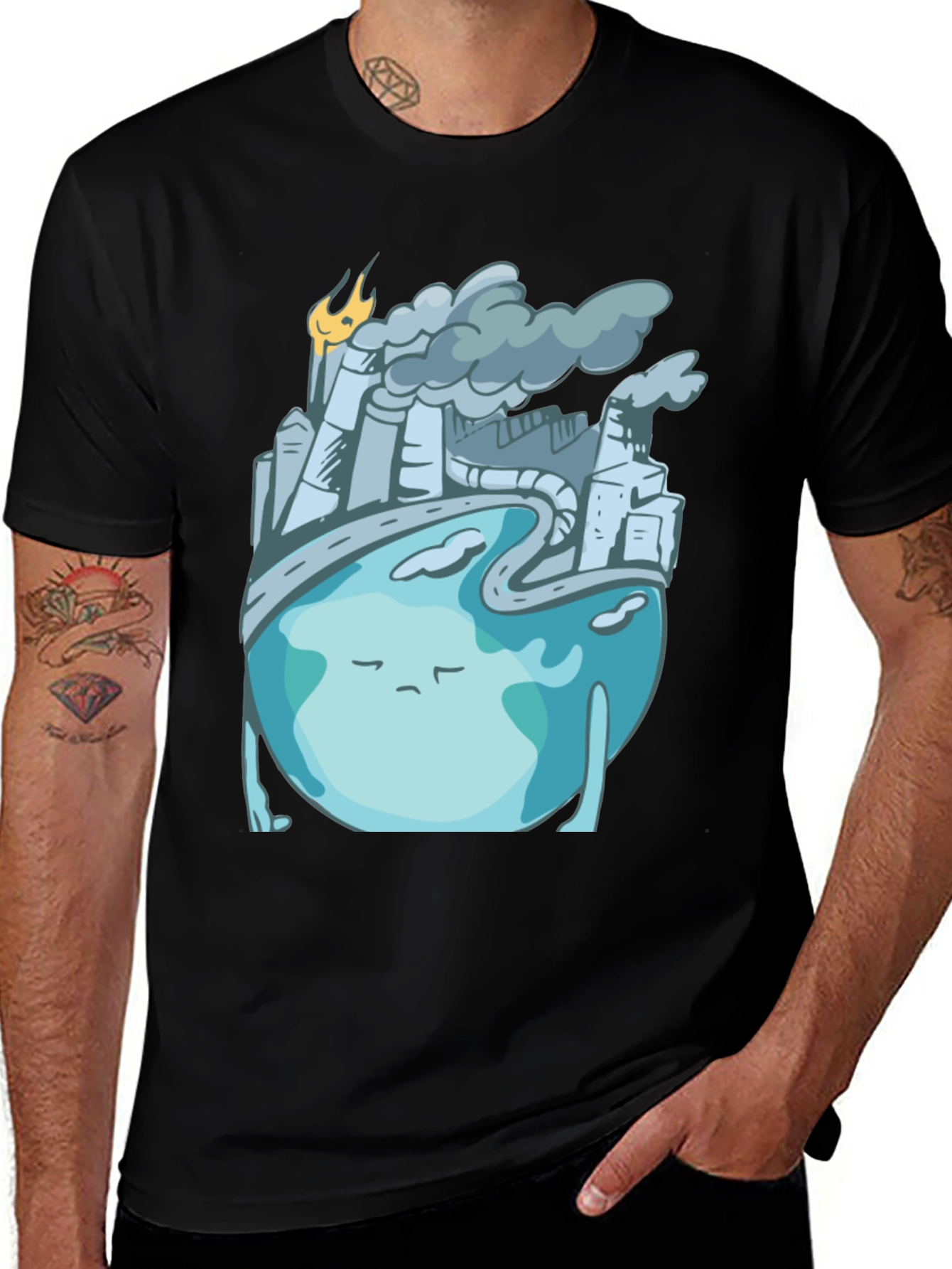 Sad Earth Pollution T-Shirt - Global Warming Tee